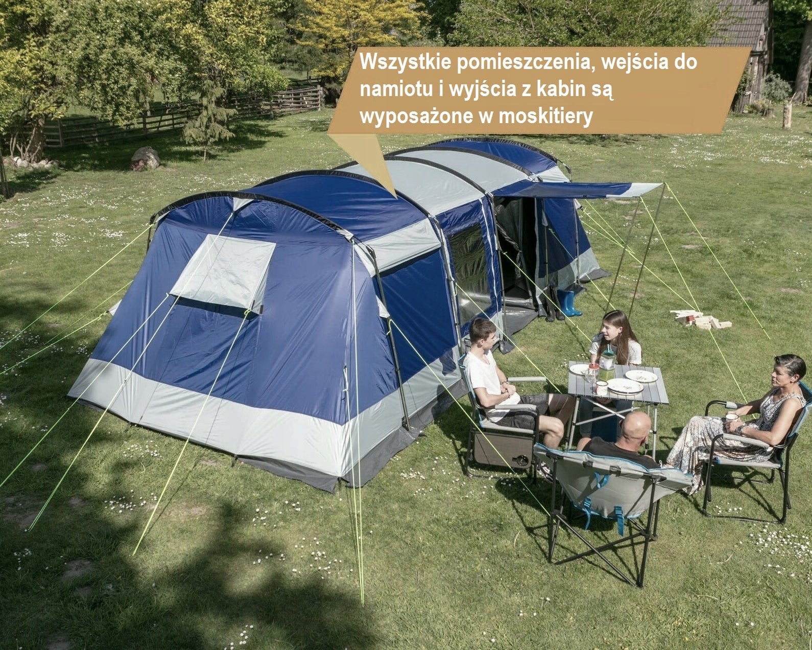 High Tent 21m² MODENA 8 people integrated floor 5000mm Black cabins! Kind family