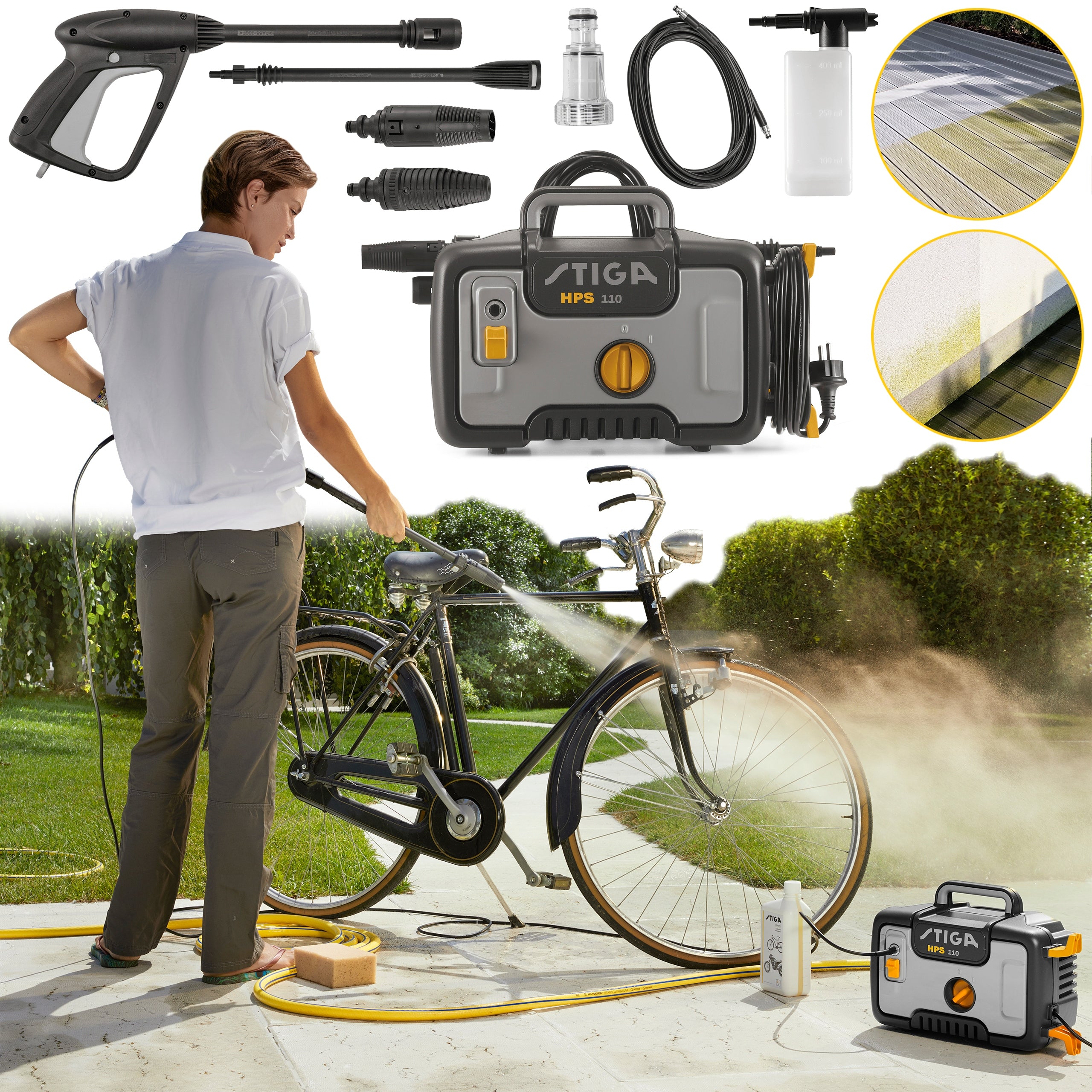 High pressure washer STIGA HPS 110 1400 W 390 l/h 5 m Aluminium Set