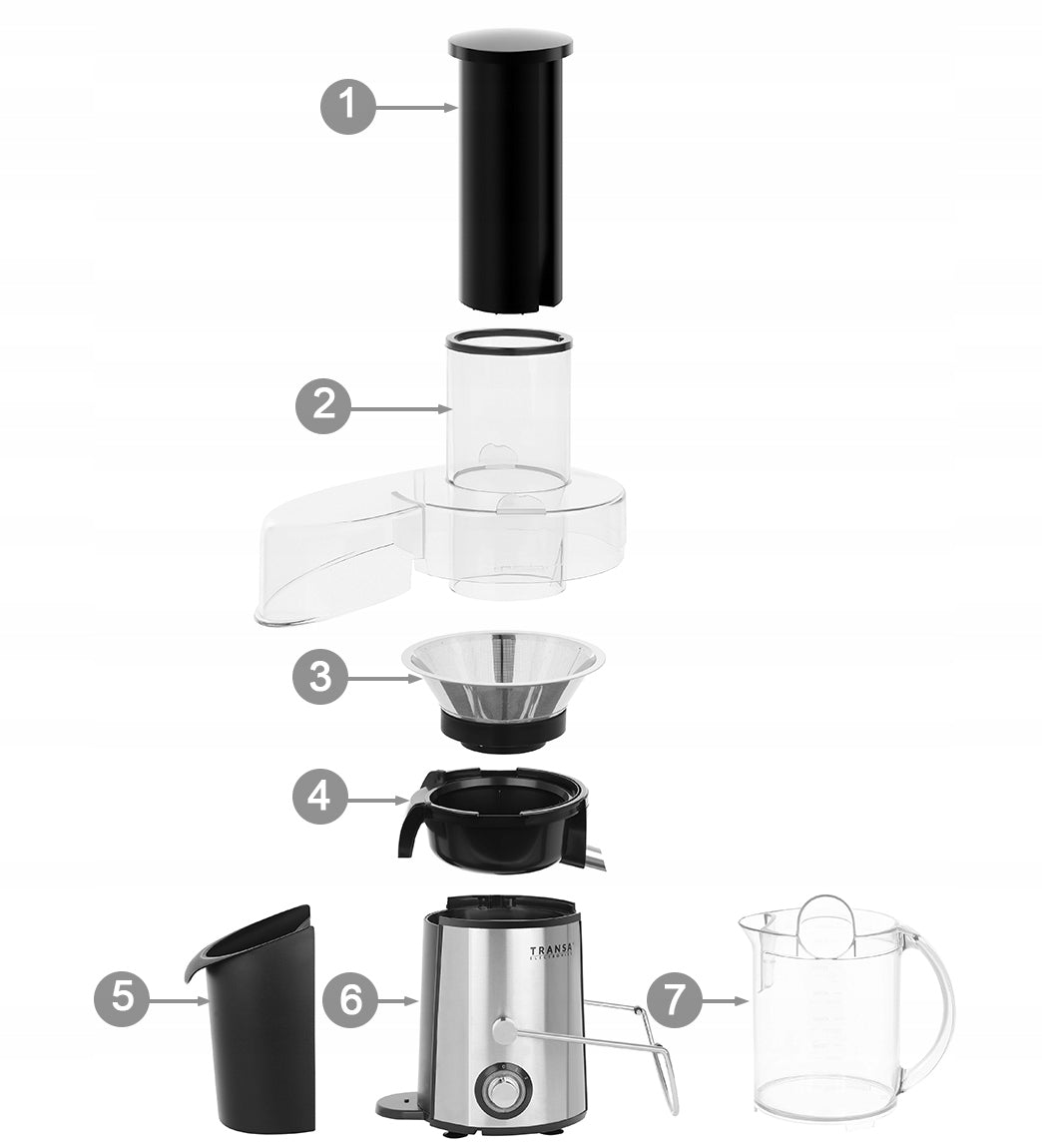 High-speed juicer for fruits and vegetables FreshJuice TRANSA 1400W Dominant color silver