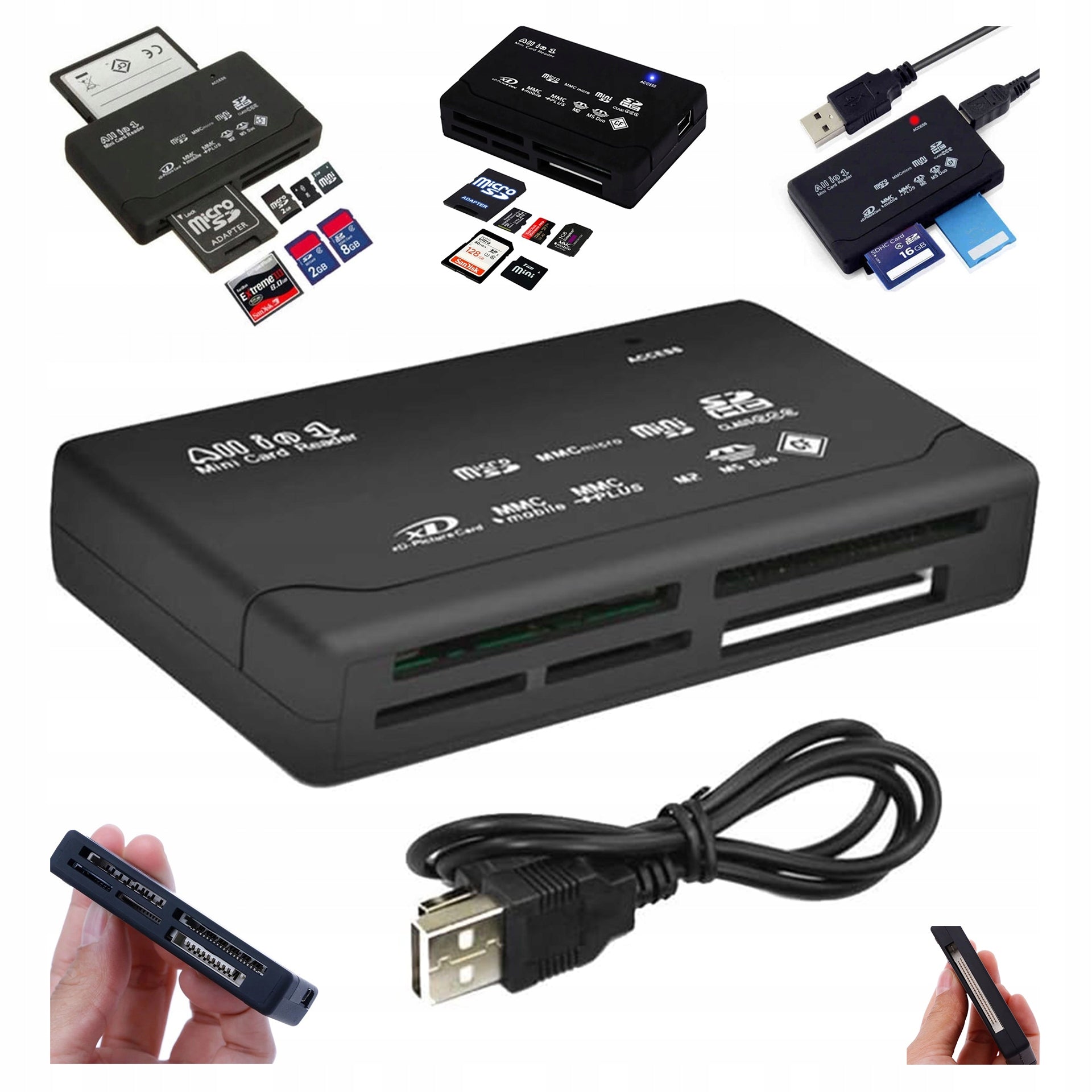 High-speed universal USB SD SDHC SDXC MICRO MS CF XD M2 memory card reader