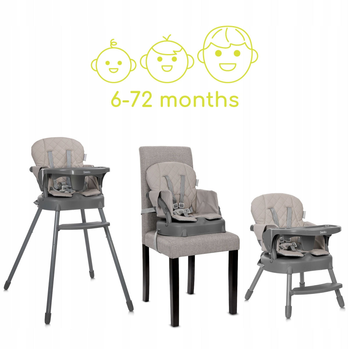 Highchair 3in1 adjustable tray belts eco leather Lorelli beige Color shades of brown and beige