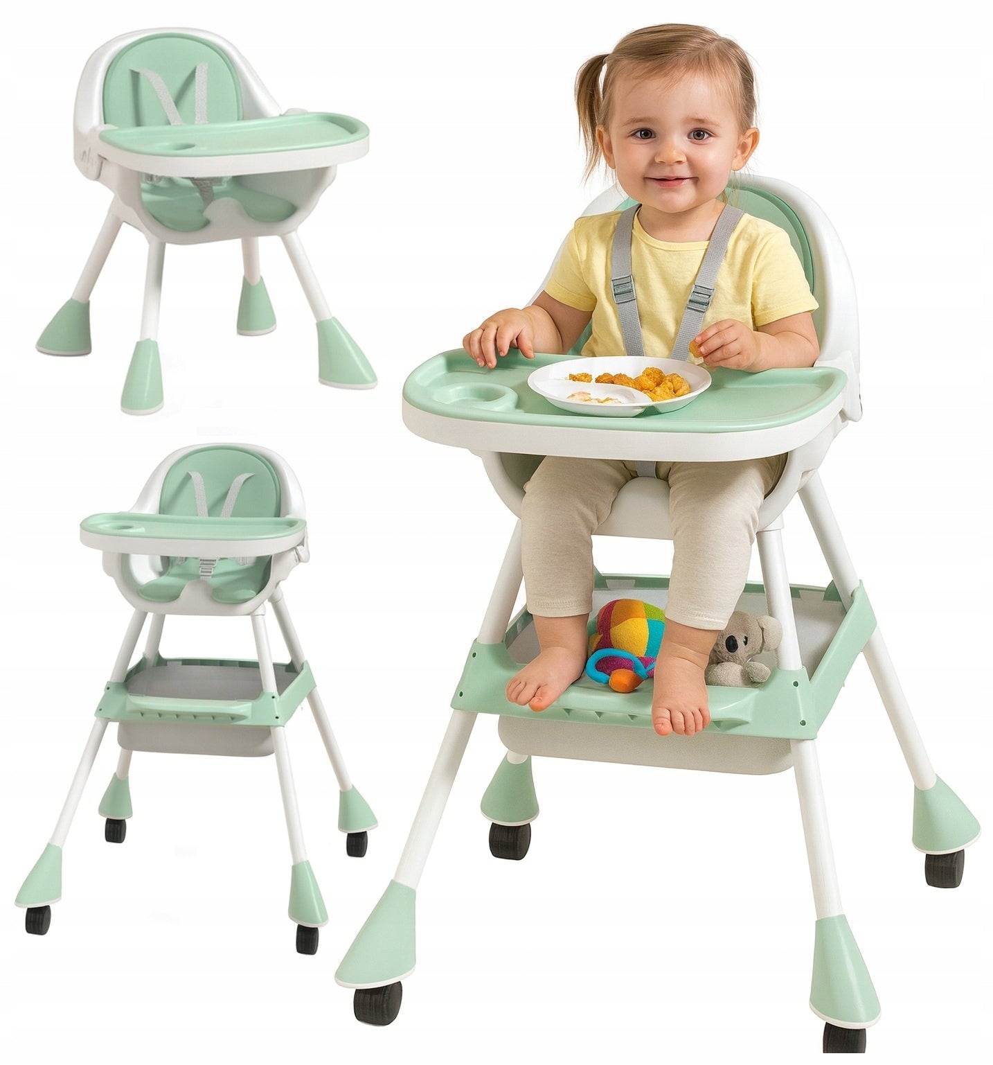 Highchair 3in1 child seat tray 2 FREEBIES green
