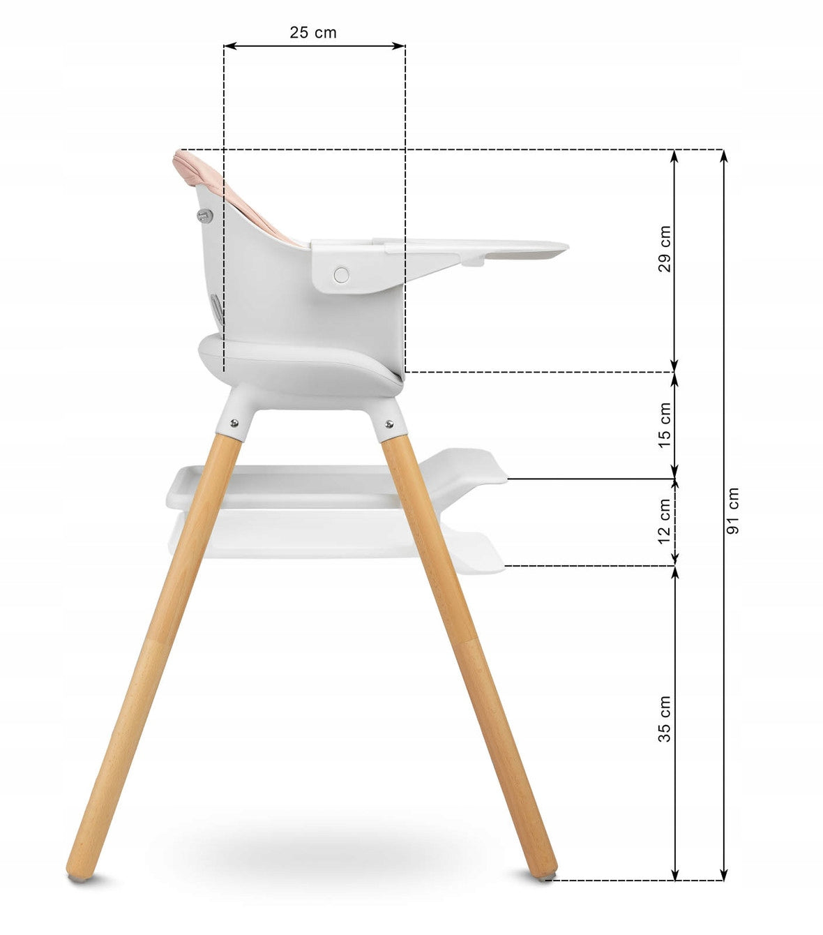 Highchair 4in1 BRAVO wooden legs PINK Manufacturer code TERO-7592