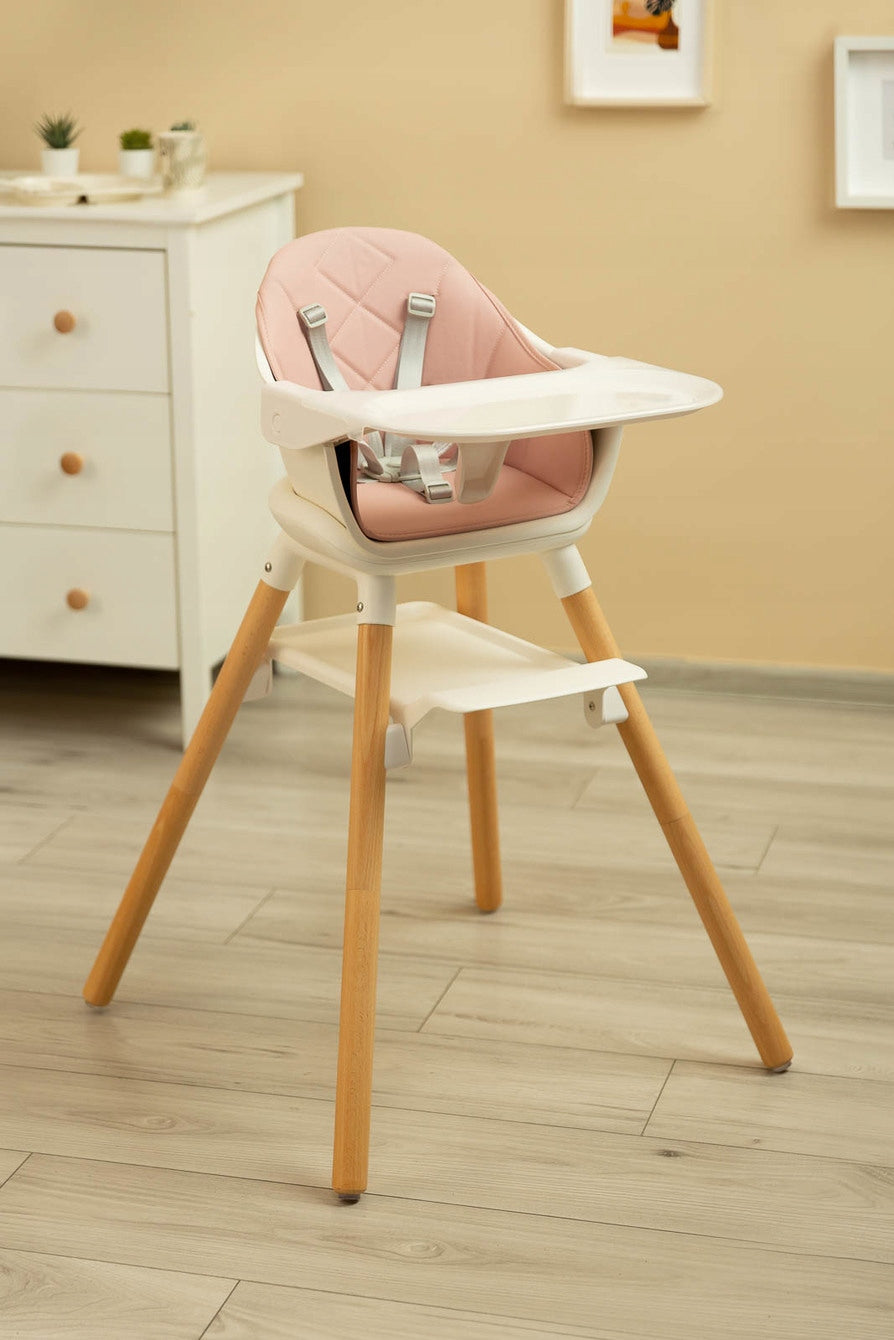 Highchair 4in1 BRAVO wooden legs PINK