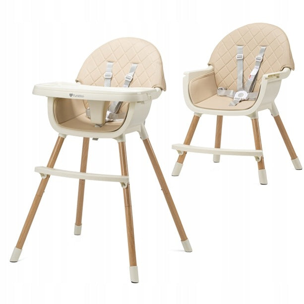 Highchair FUNIDOO TENDER adjustable, two trays, beige