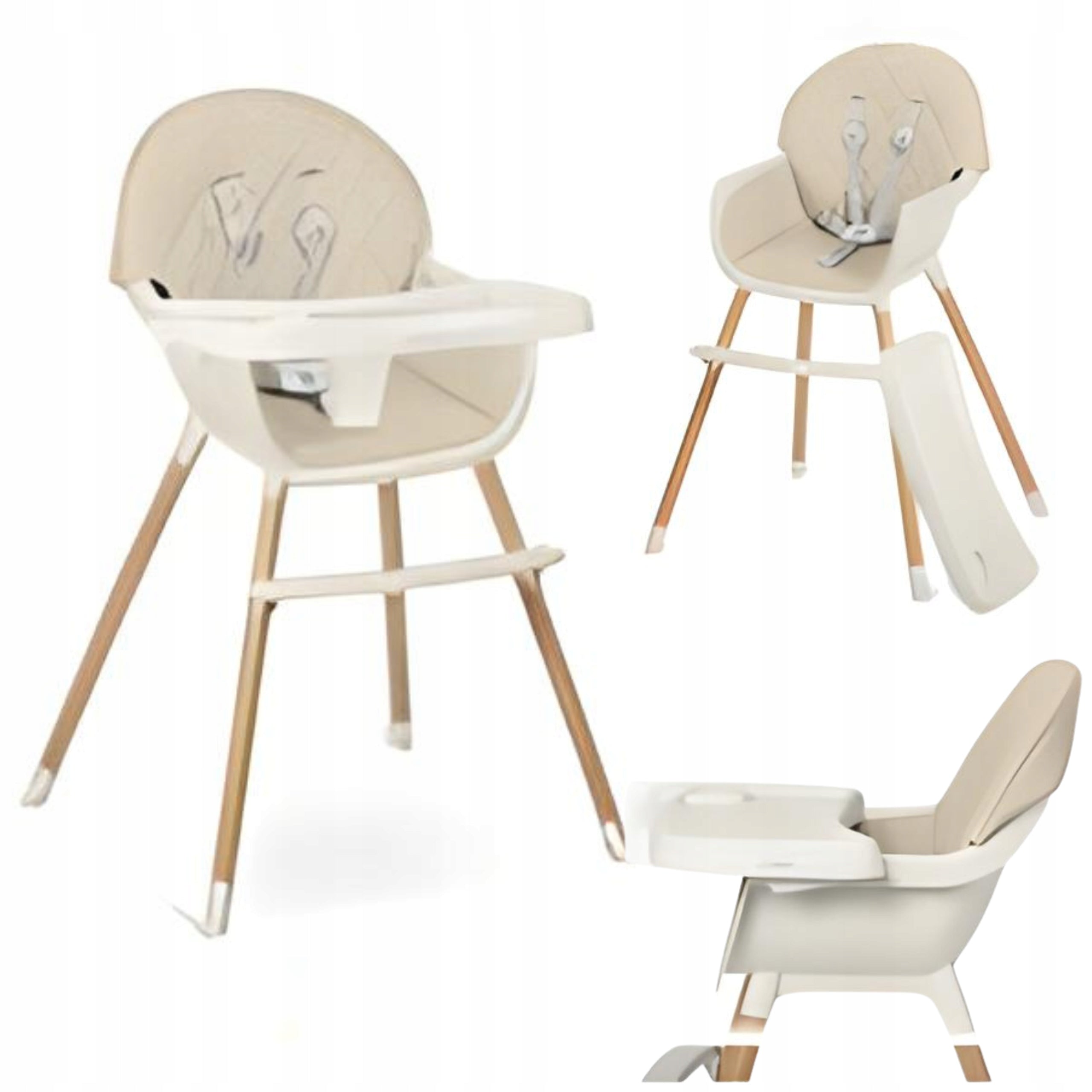 Highchair Feeding Beige Table Height Adjustment