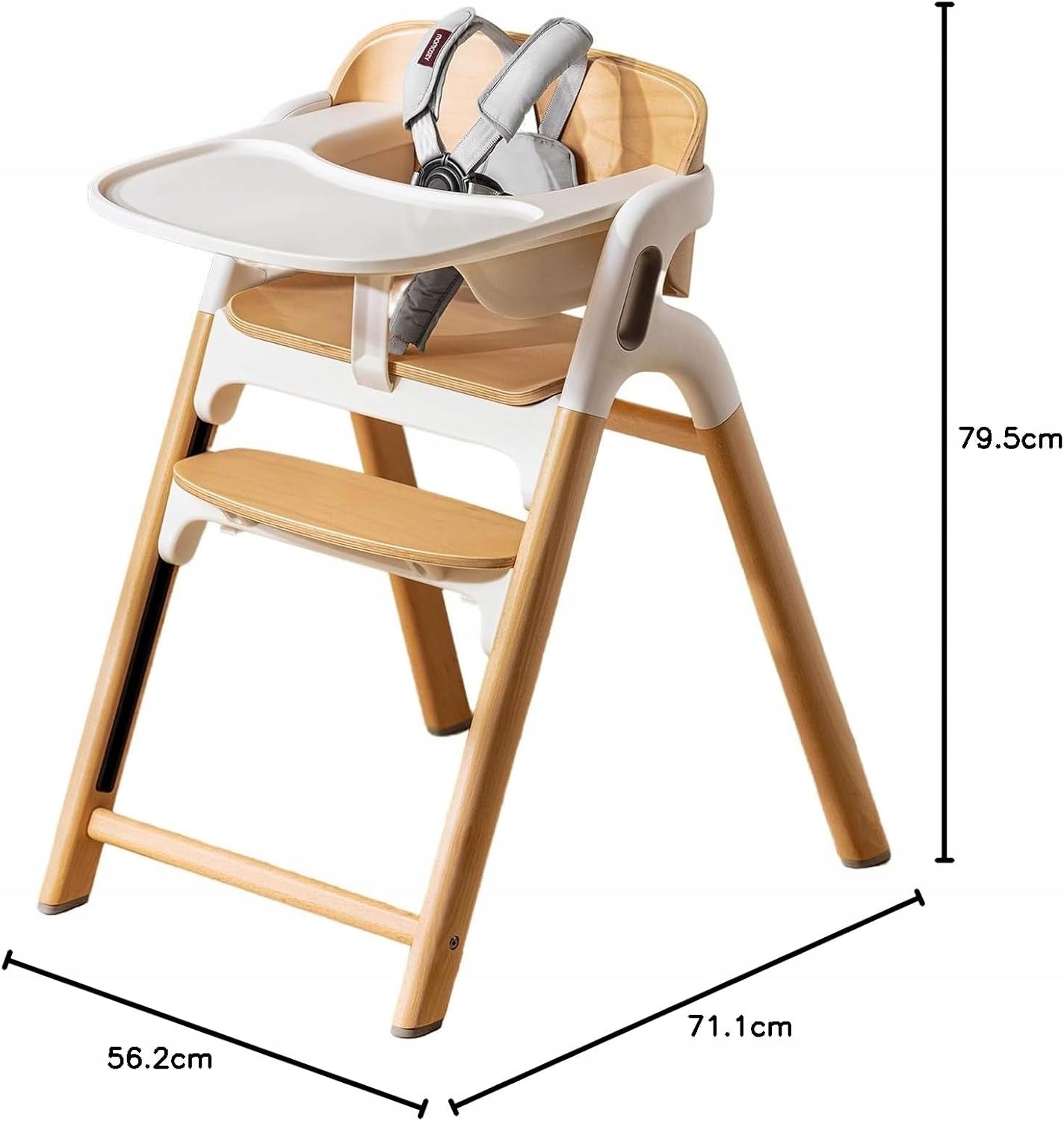 Highchair Momcozy 79,5 x 71,1 x 56,2 cm 2080 Manufacturer code Krzesełko Do Karmienia Drewniane Regulowane