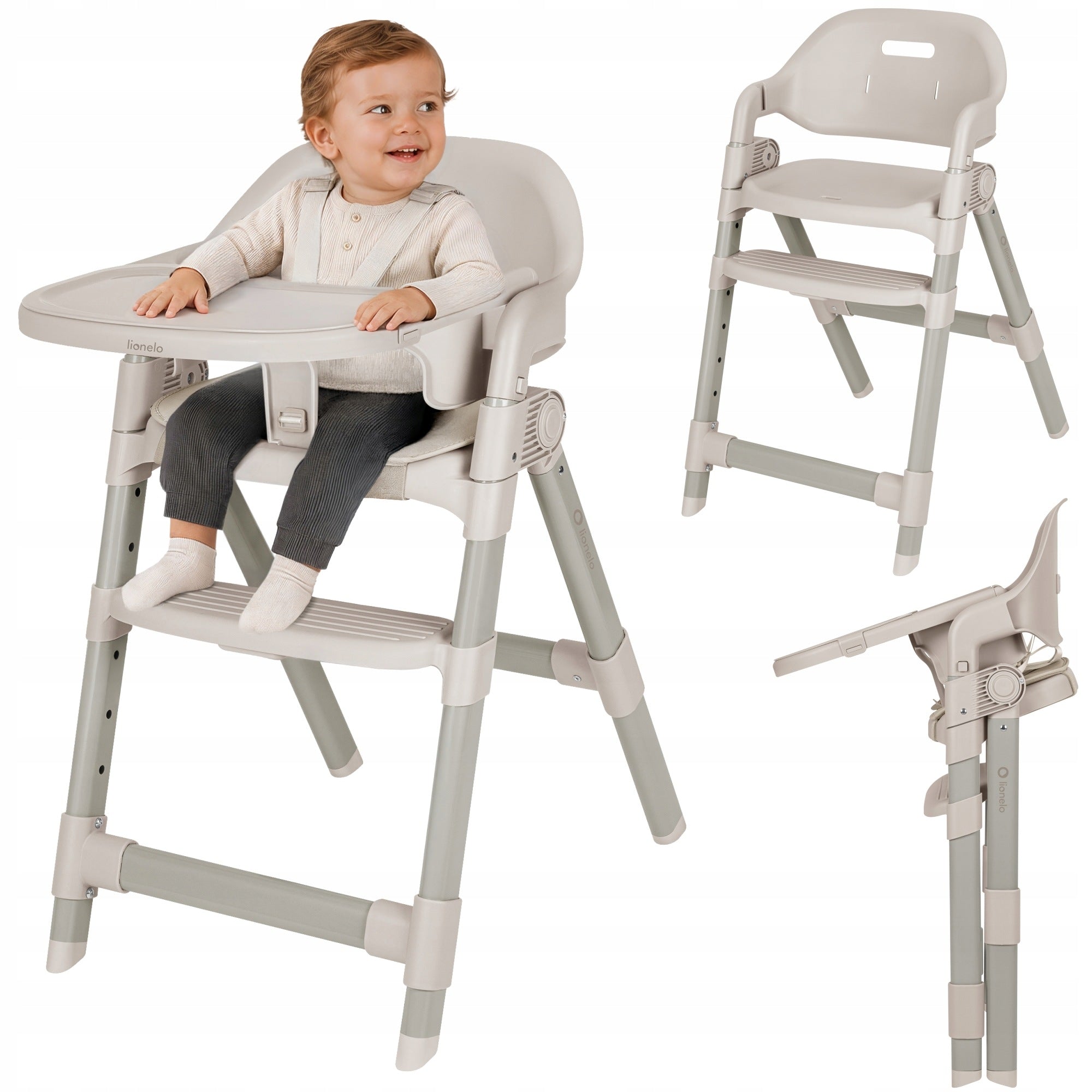 Highchair for feeding up to 110KG FOLDING ADJUSTABLE TRAY BELTS LIONELO MATT Packaging status original