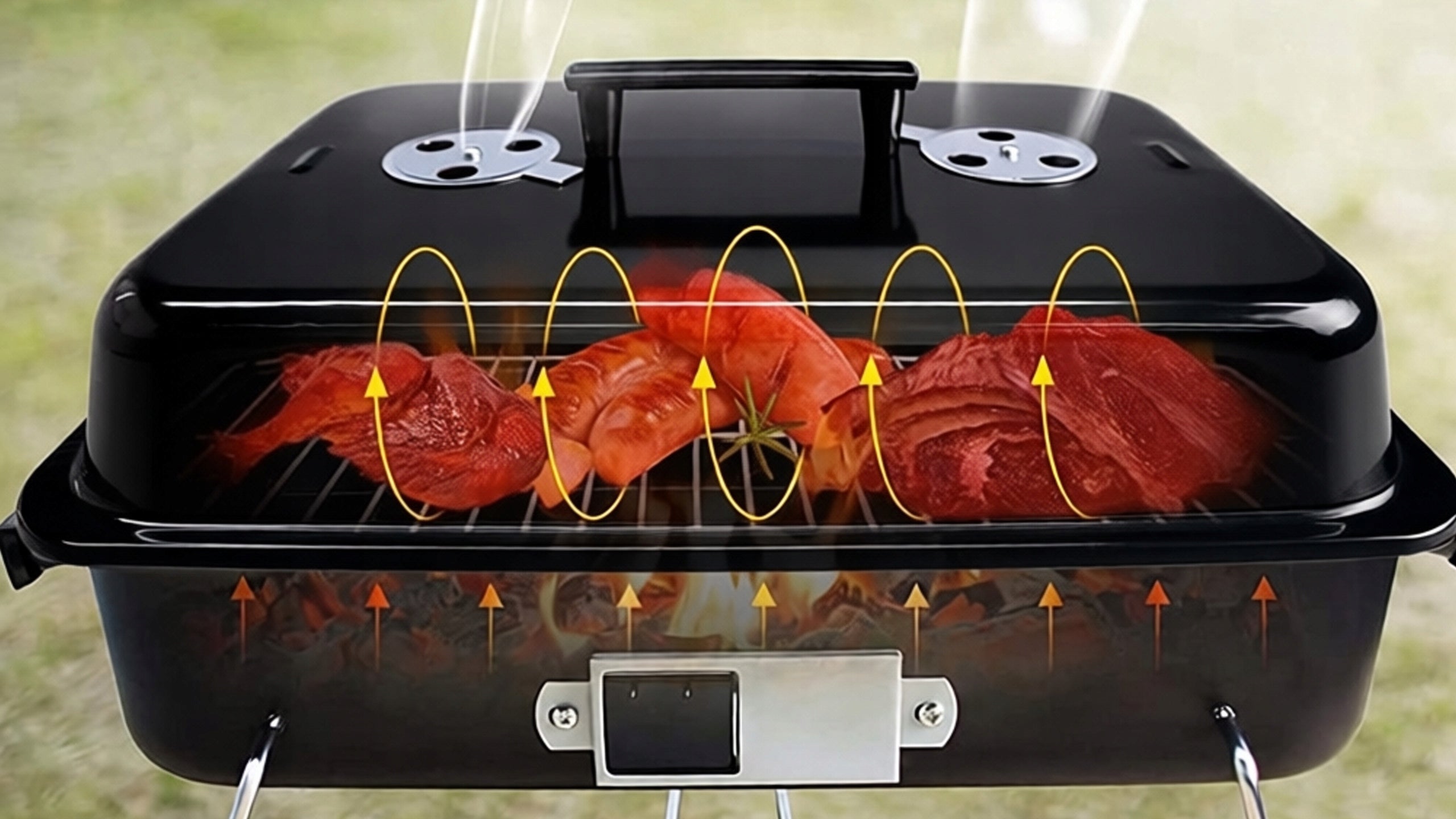 Hiking Grill Portable Charcoal Folding BBQ Camping Suitcase roomy Grate length 48 cm