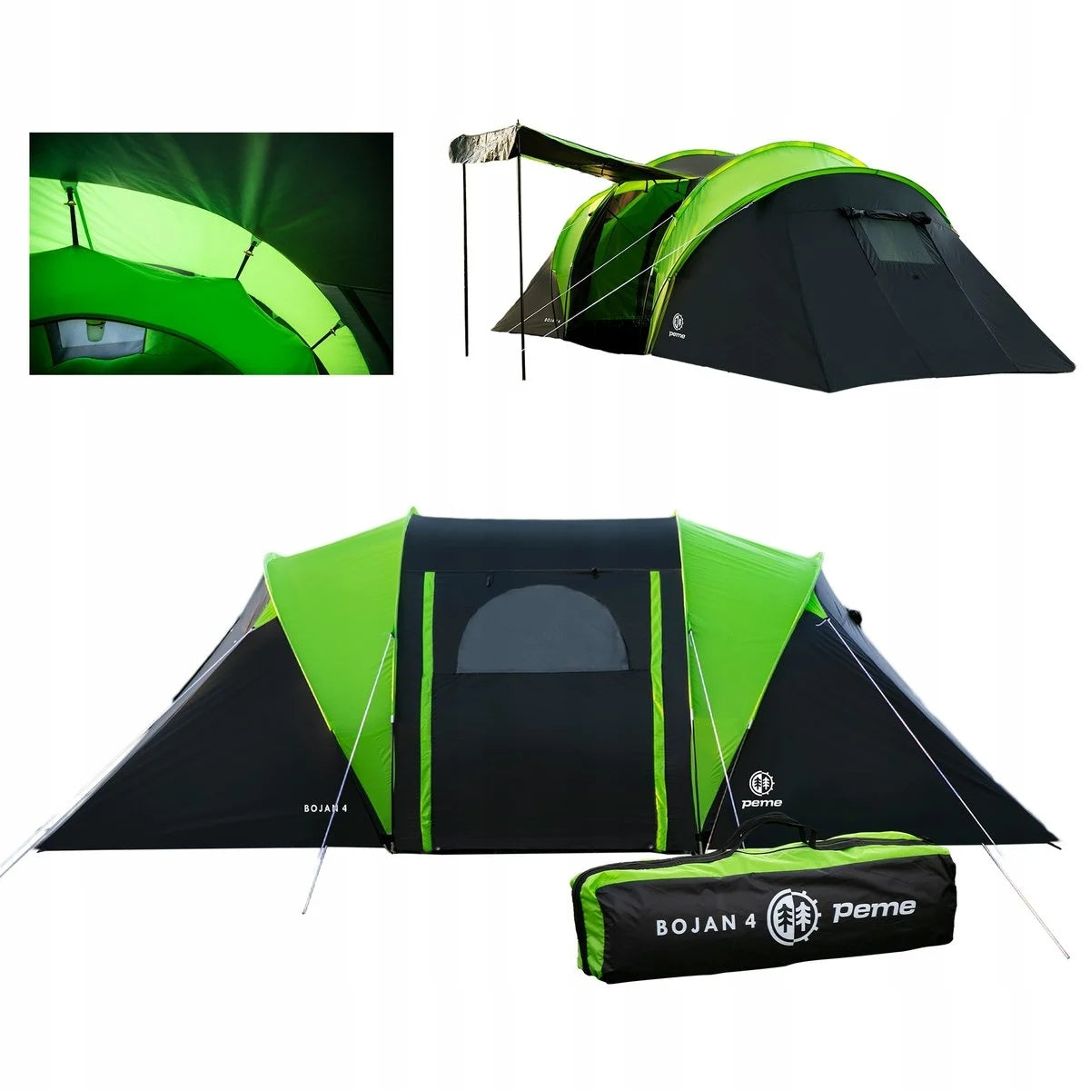 Hiking Tent Camping 4 Person Family 2 Bedrooms Large Peme