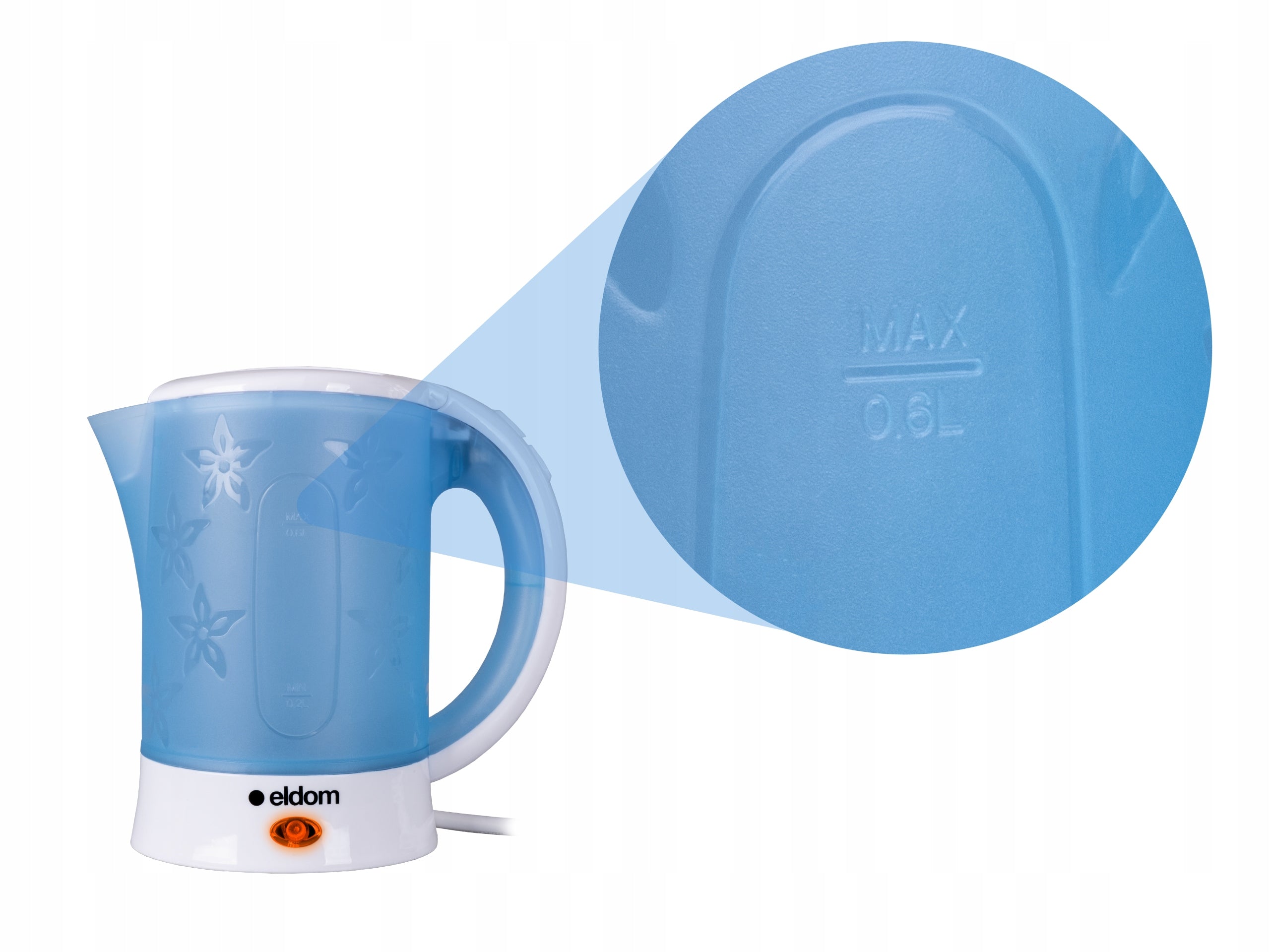 Hiking electric kettle 650W Eldom 0,6L small traveler plus 2 cups Model C190 lino