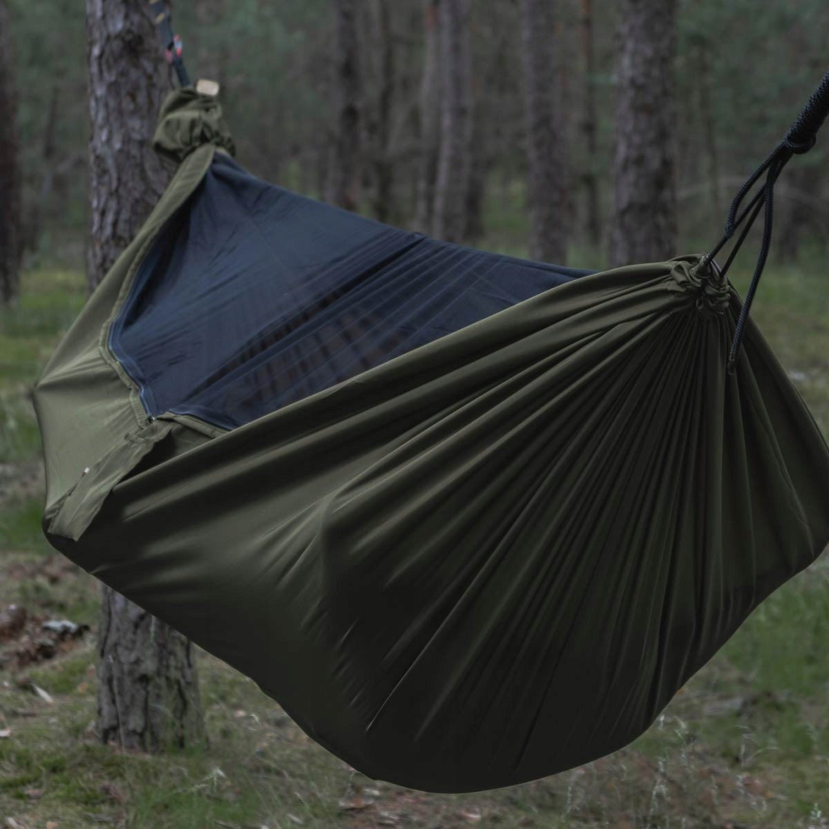 Hiking hammock for camping TigerWood Dragonfly V1 Long Olive - with mosquito net Total length 350 cm