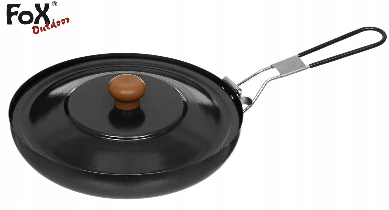 Hiking pan for camping with lid and folding handle MFH FOX Color black