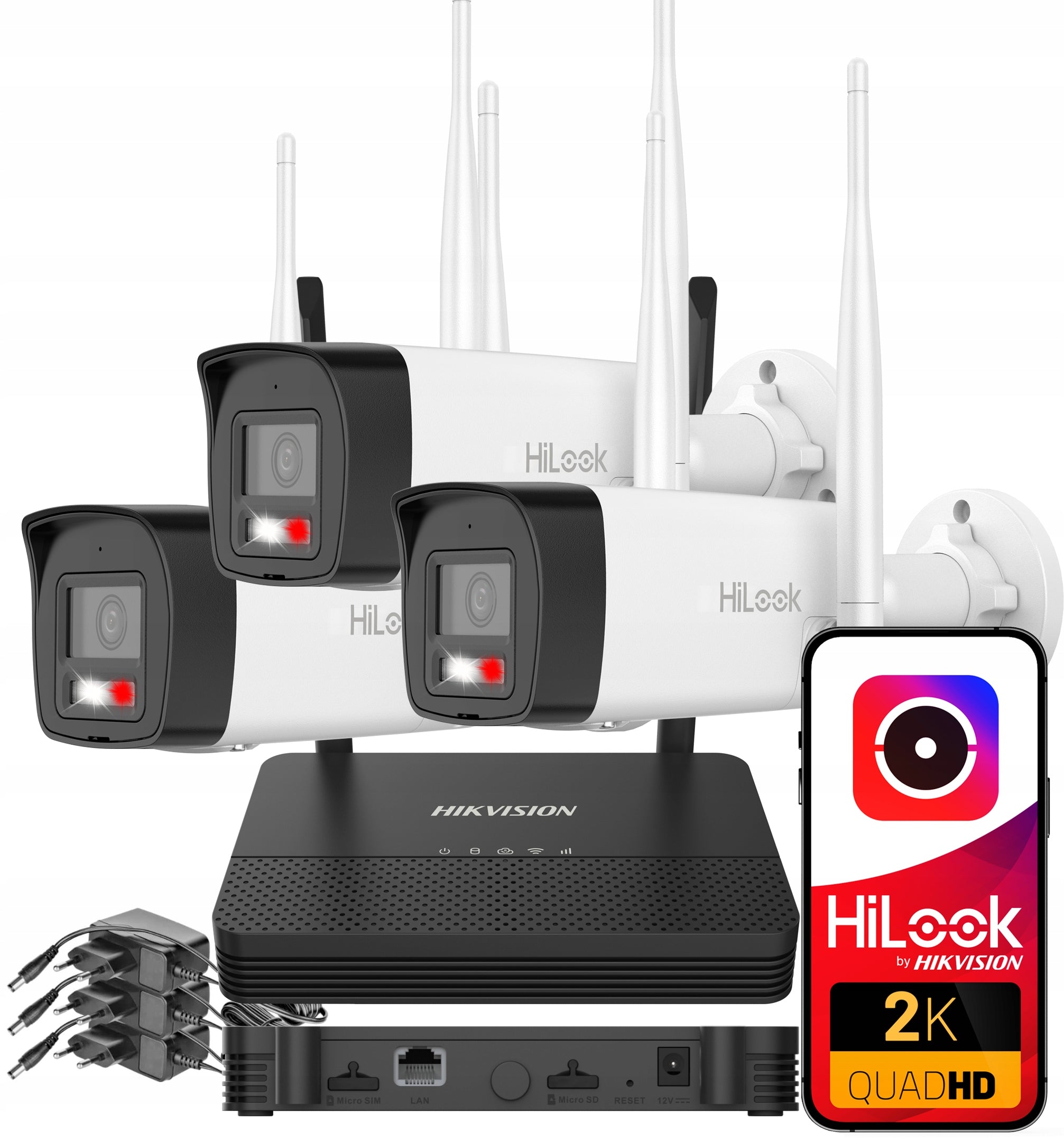 Hikvision Hilook 4Mpx 2K+ 3 Outdoor LED Cameras