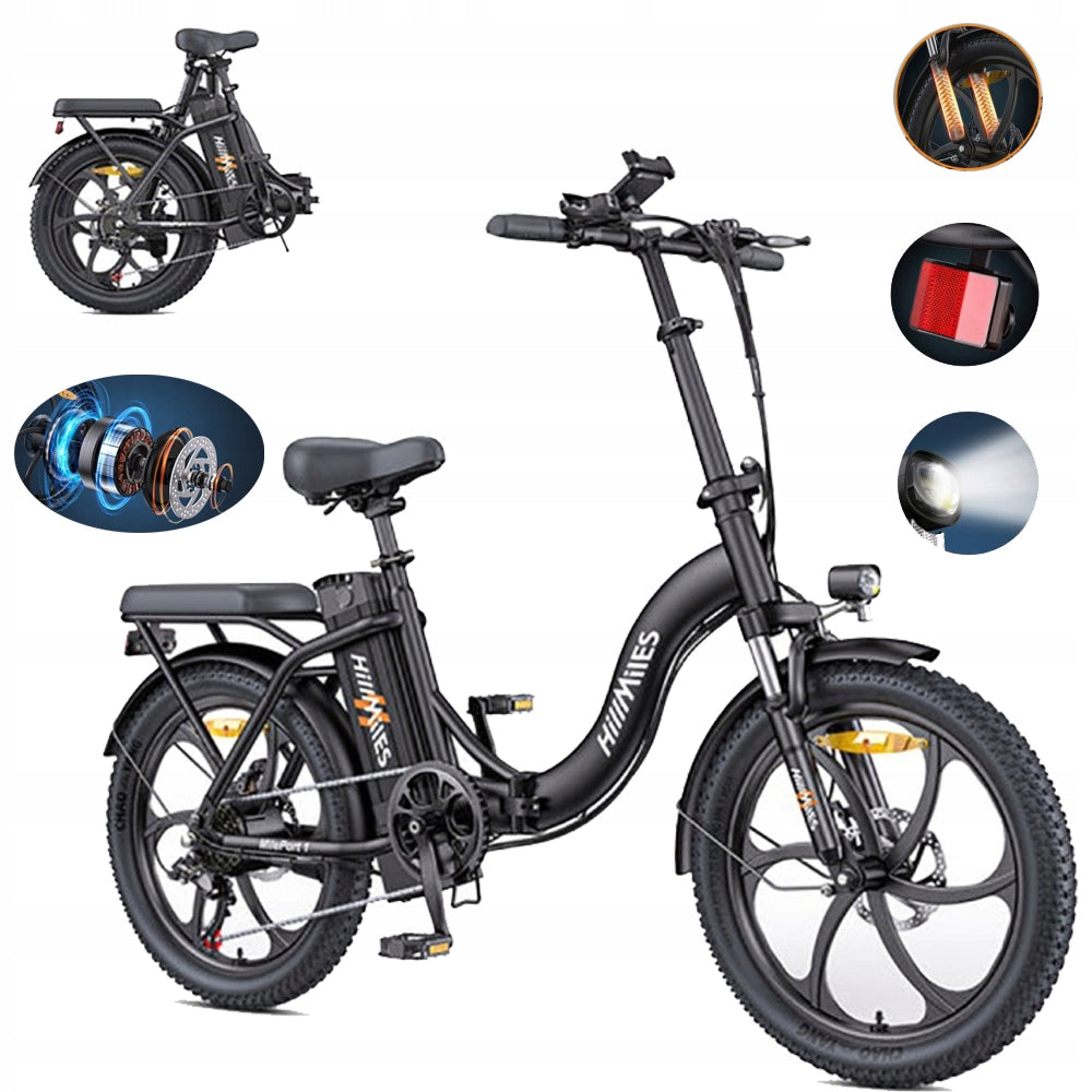 HillMiles MilePort 1 20 inch 250 W Folding Electric Bike 100 km Range