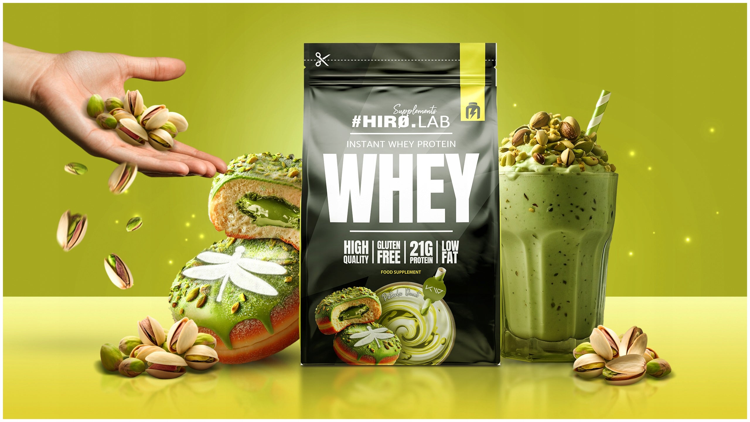 Hiro.Lab Instant WHEY Protein 750g Whey WPC Protein Conditioner Pistachio Expiration date at least six months from the date of purchase