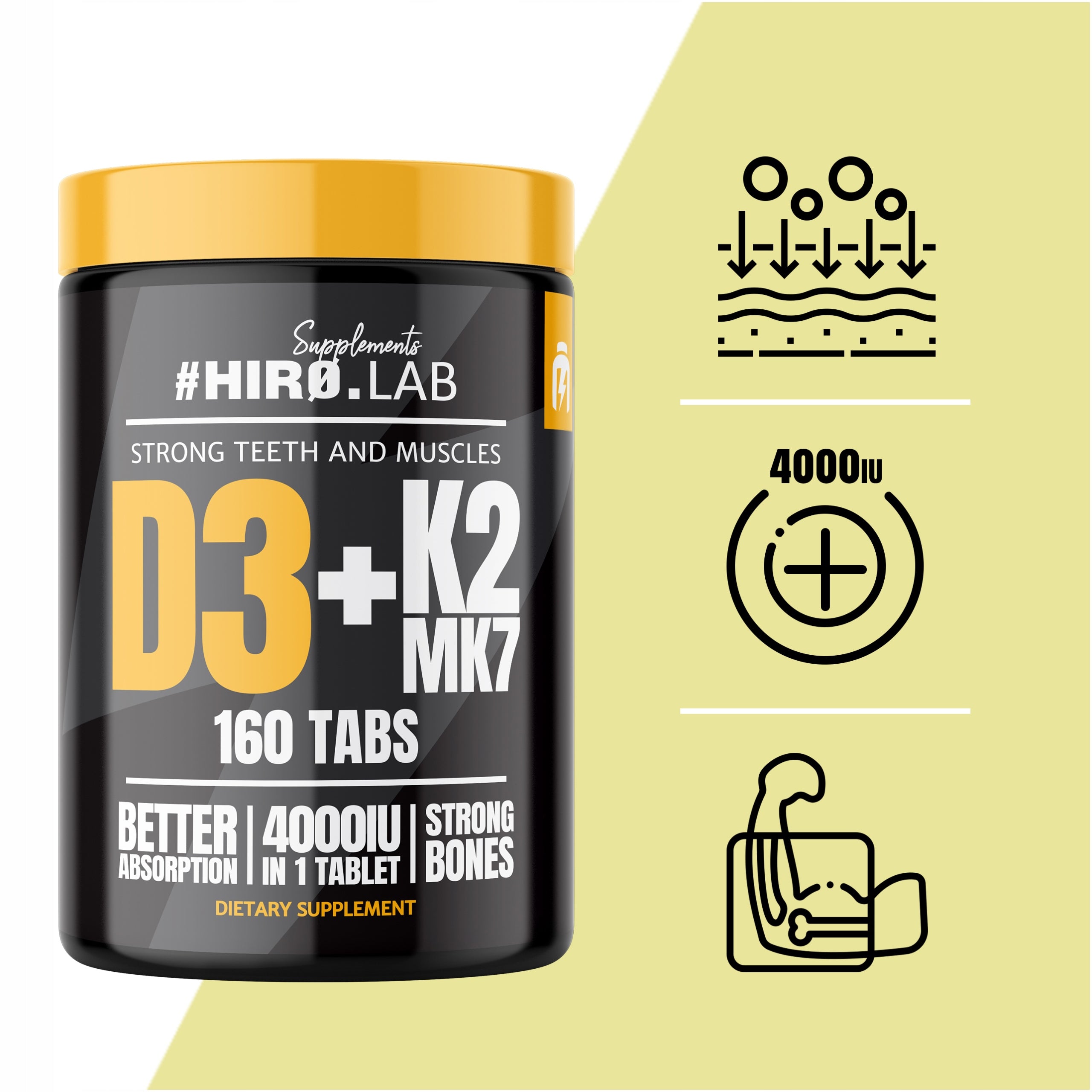 Hiro Lab Vitamin D3 4000 IU K2 MK7 160 tablets bone resistance heart Authorized representative hiro.lab