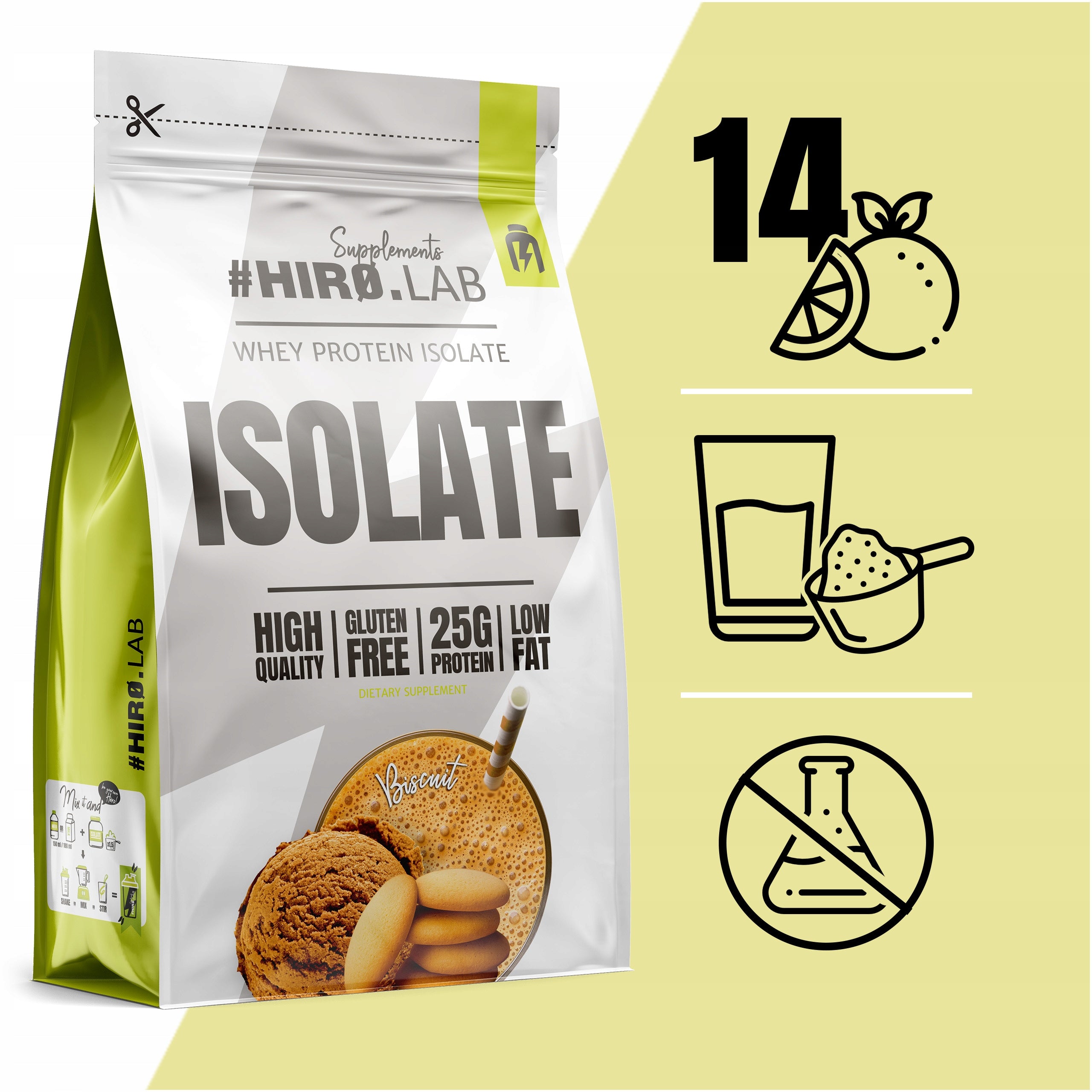 Hiro Lab Whey Isolate 700g Biscuit Isolate Protein Whey Protein WPI Packaging status original