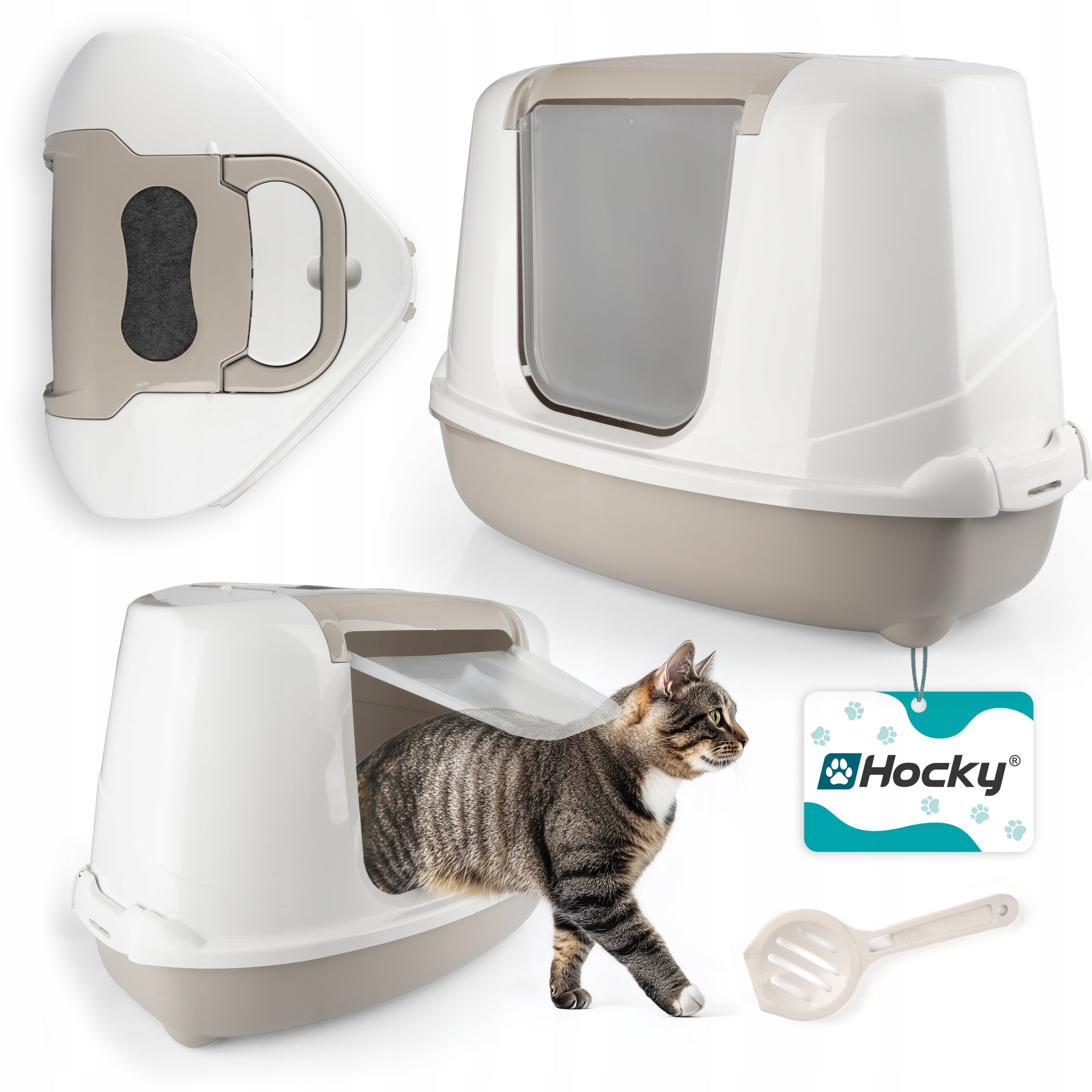 Hocky FLIP Corner Toilet with Filter and Spatula Closed Cat Cuvette