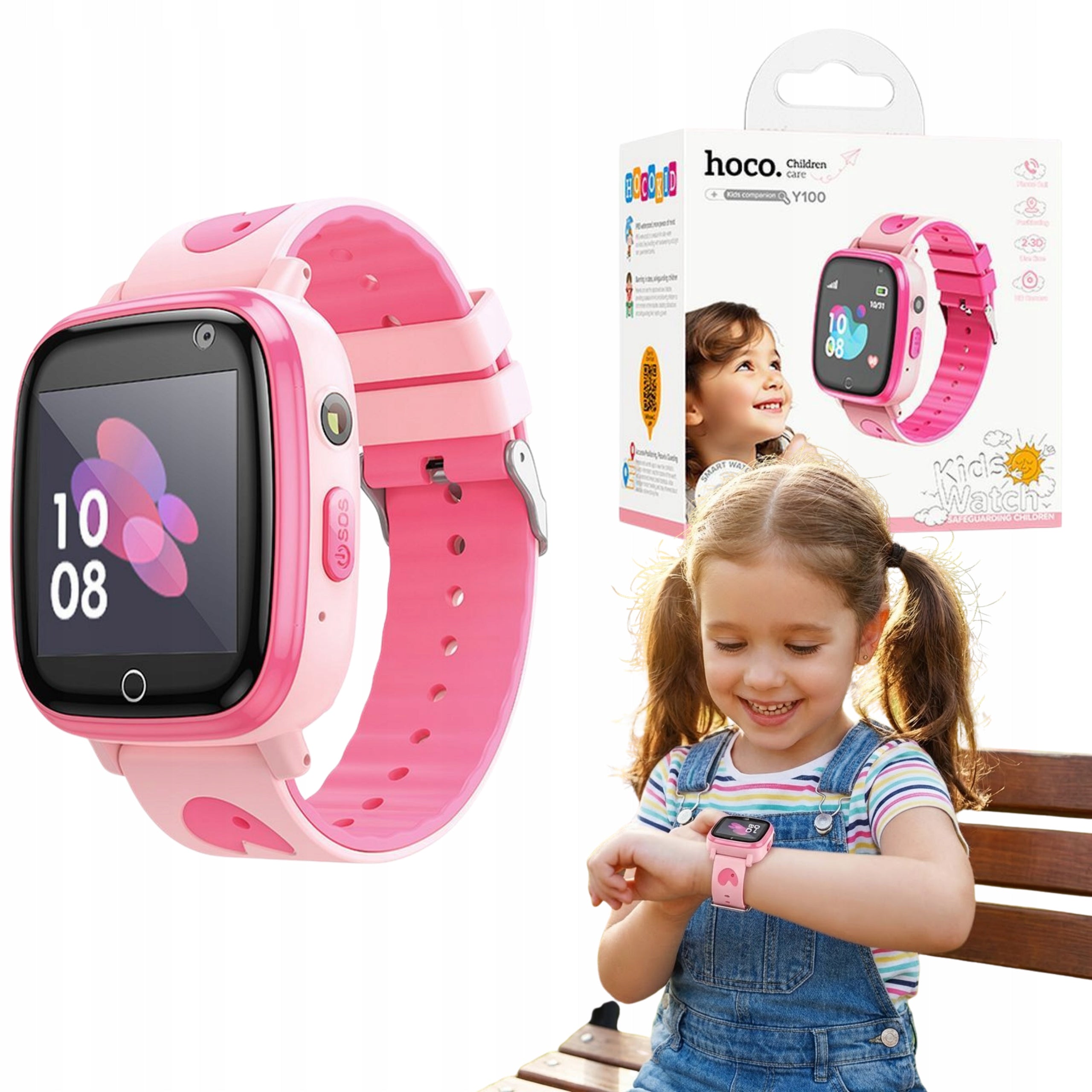 Hoco Children's Smartwatch 2G GPS Talk Function For School Y100 Pink
