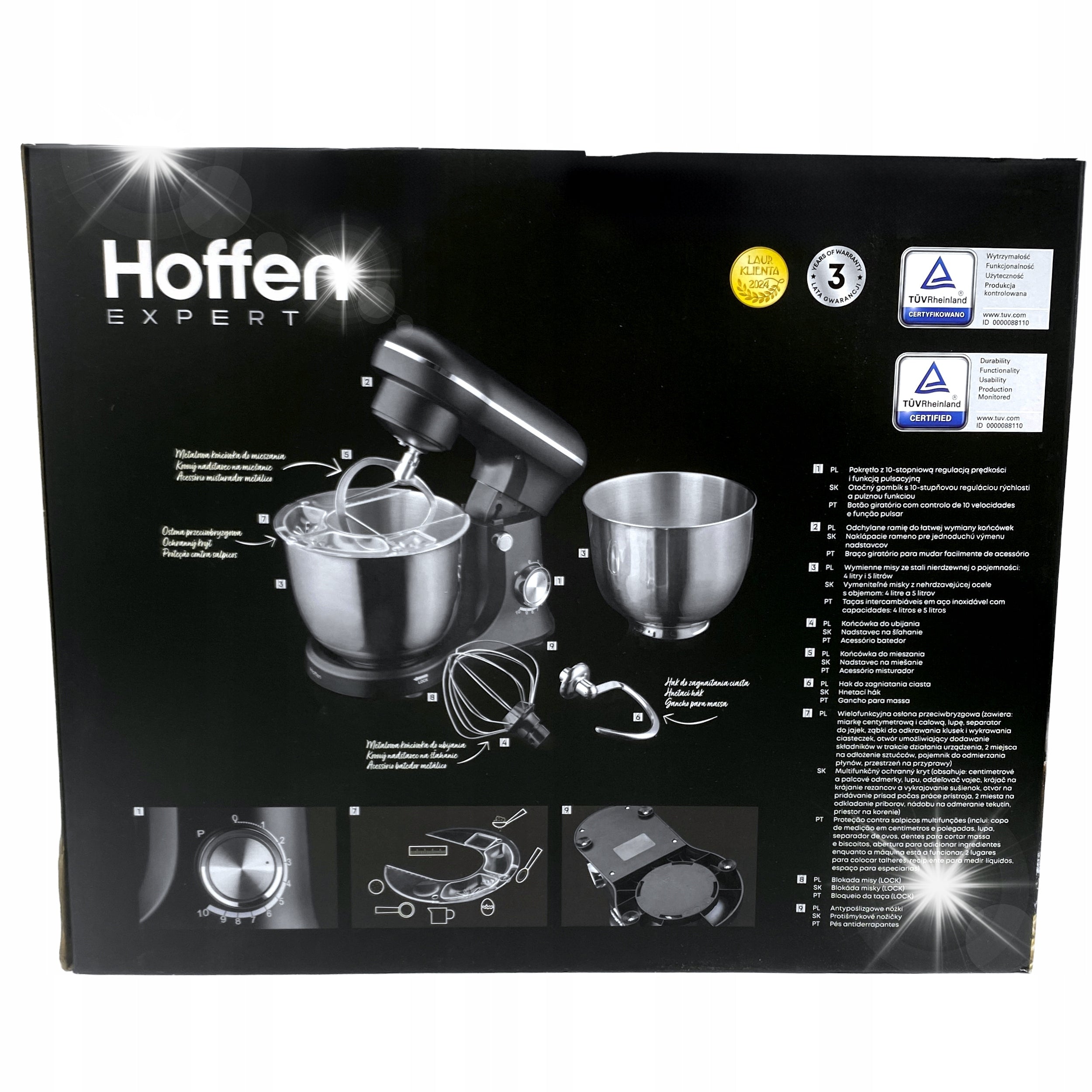 Hoffen Planetary Robot 2 Steel Bowls 10 Speed 1500W