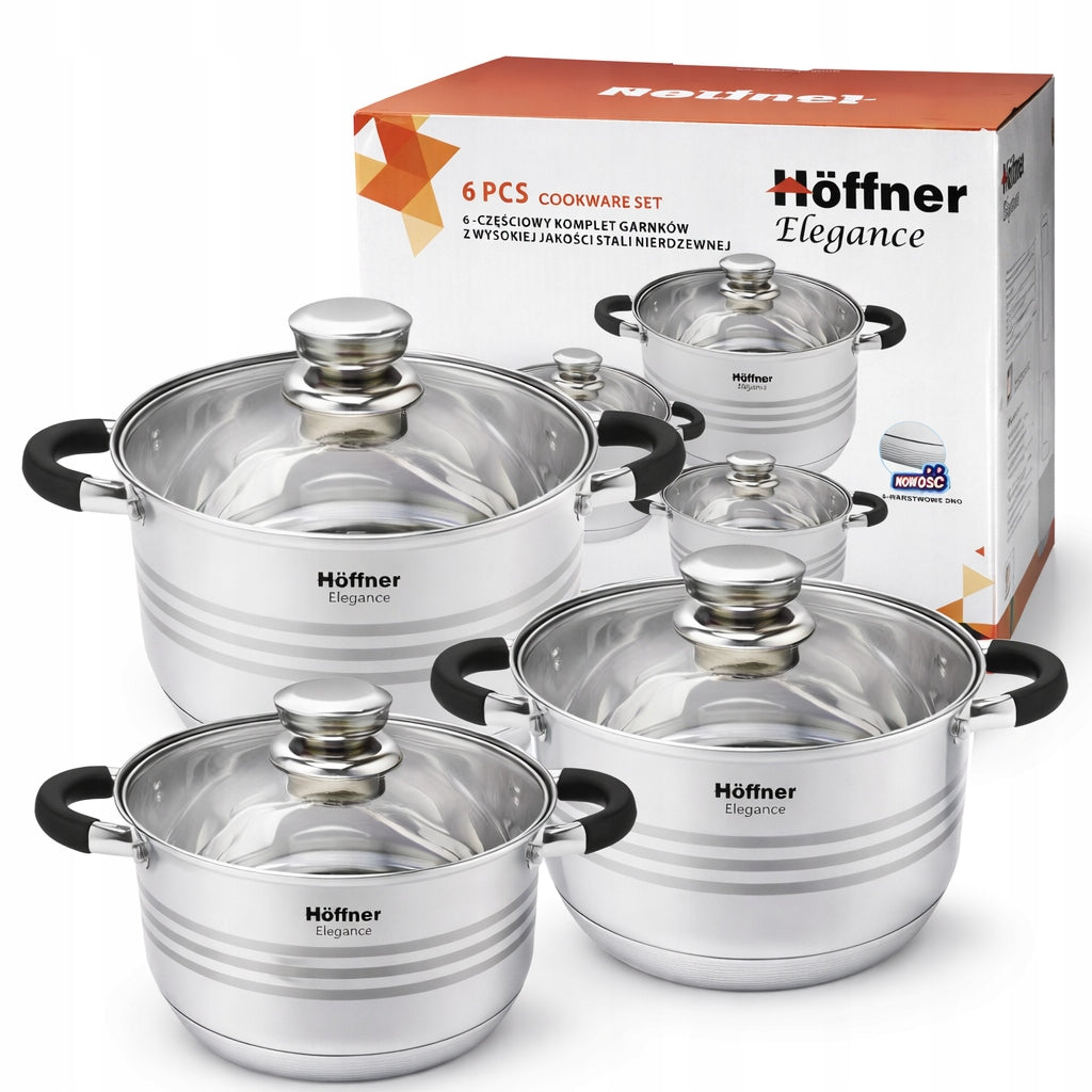 Hoffner 6 EL. ZESTAW GARNKÓW ZE STALI NIERDZEWNEJ INDUKCJA GAZ HOFFNER