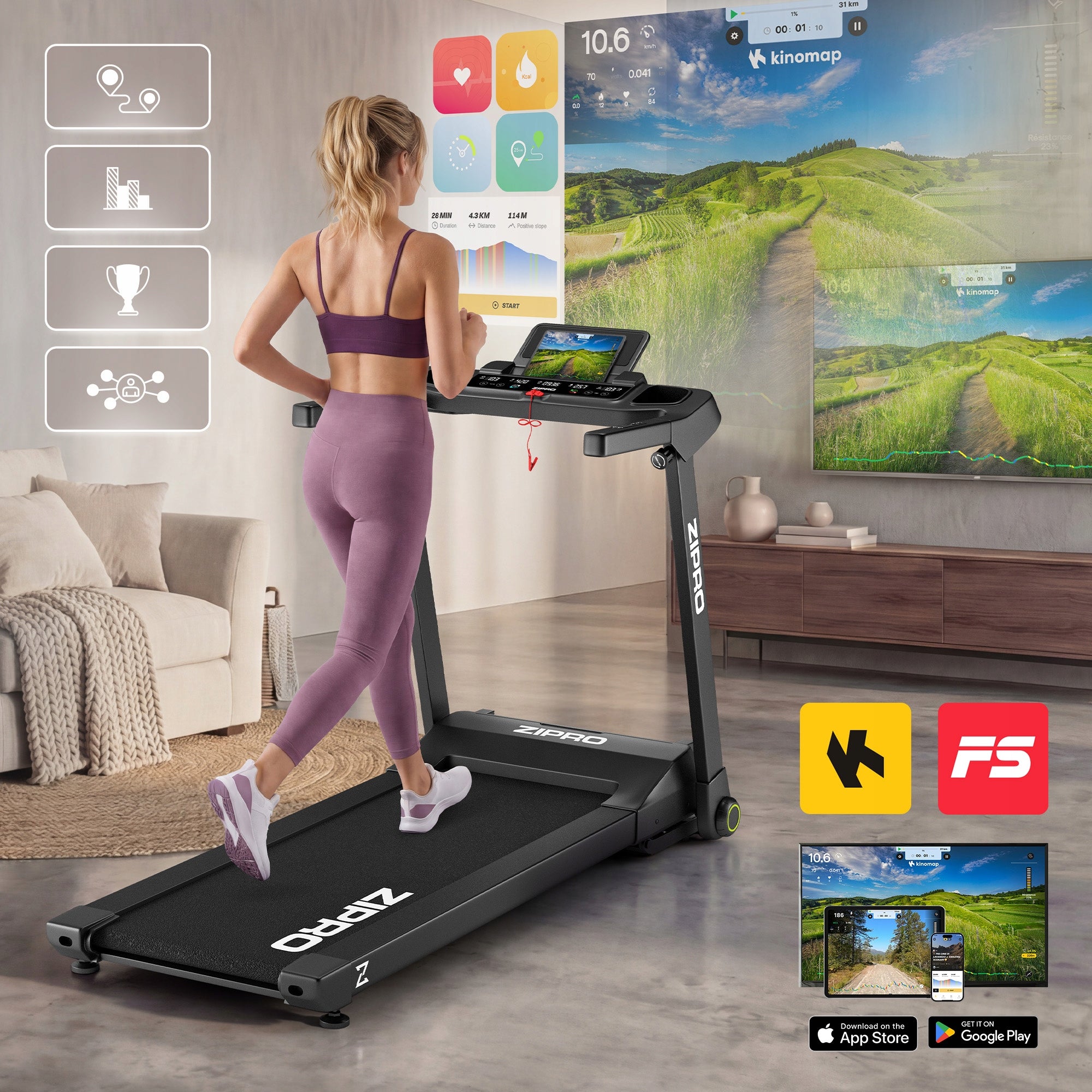 Home Electric Training Treadmill Foldable for Running Zipro Ramble Model Ramble