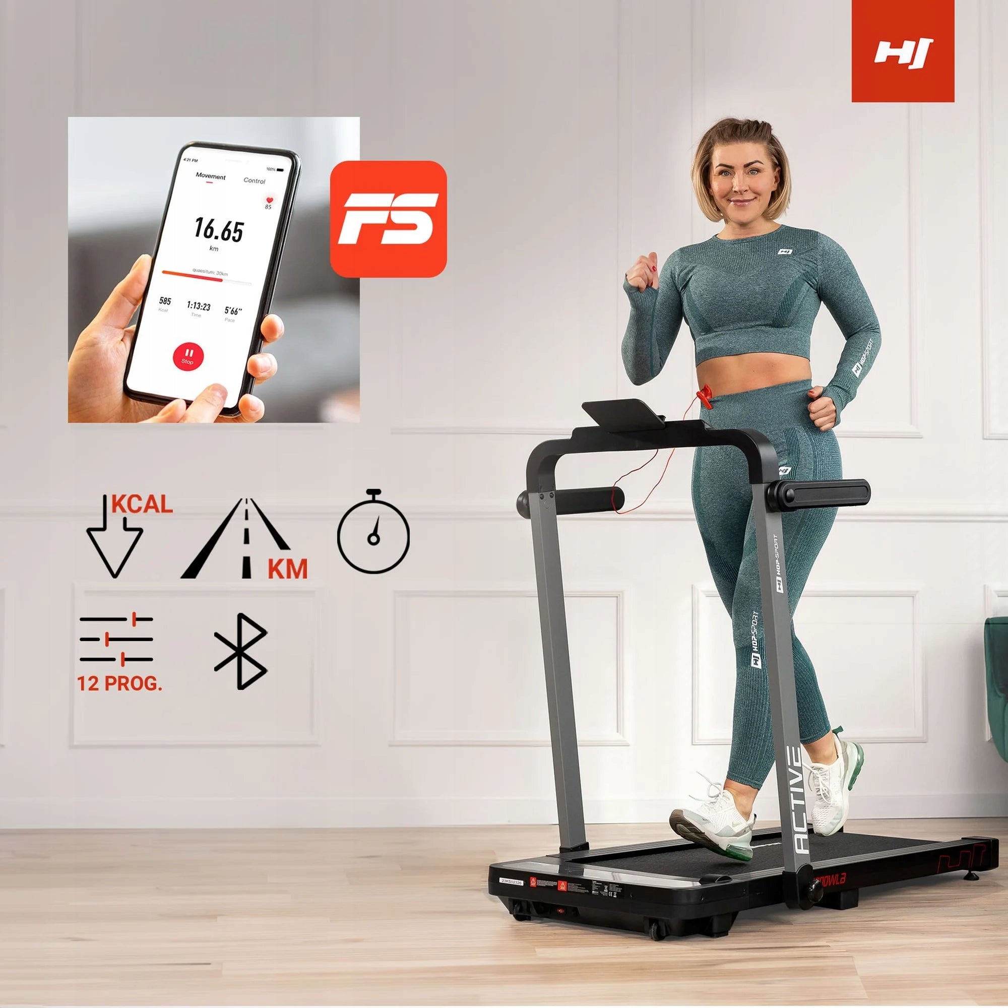 Home Electric Treadmill 1,5 HP Folding Flat Under Bed 14km/h 120kg Brand Hop-Sport