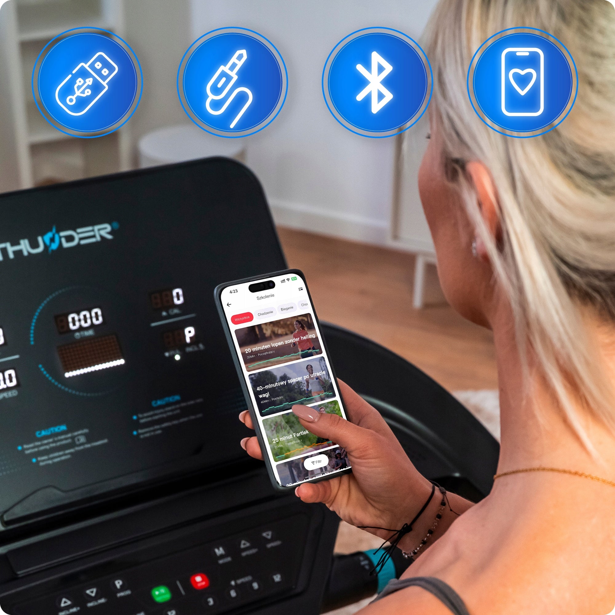 Home Electric Treadmill 20km/h slope application dumbbell massager pulse Brand Thunder