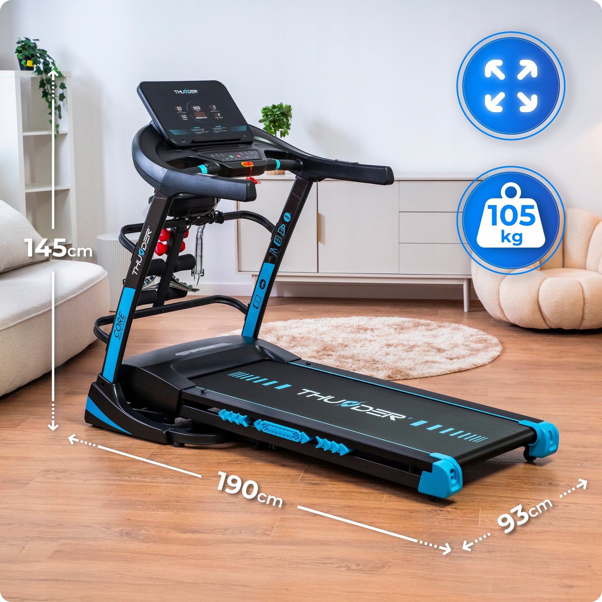 Home Electric Treadmill 20km/h slope application dumbbell massager pulse Packaging status original