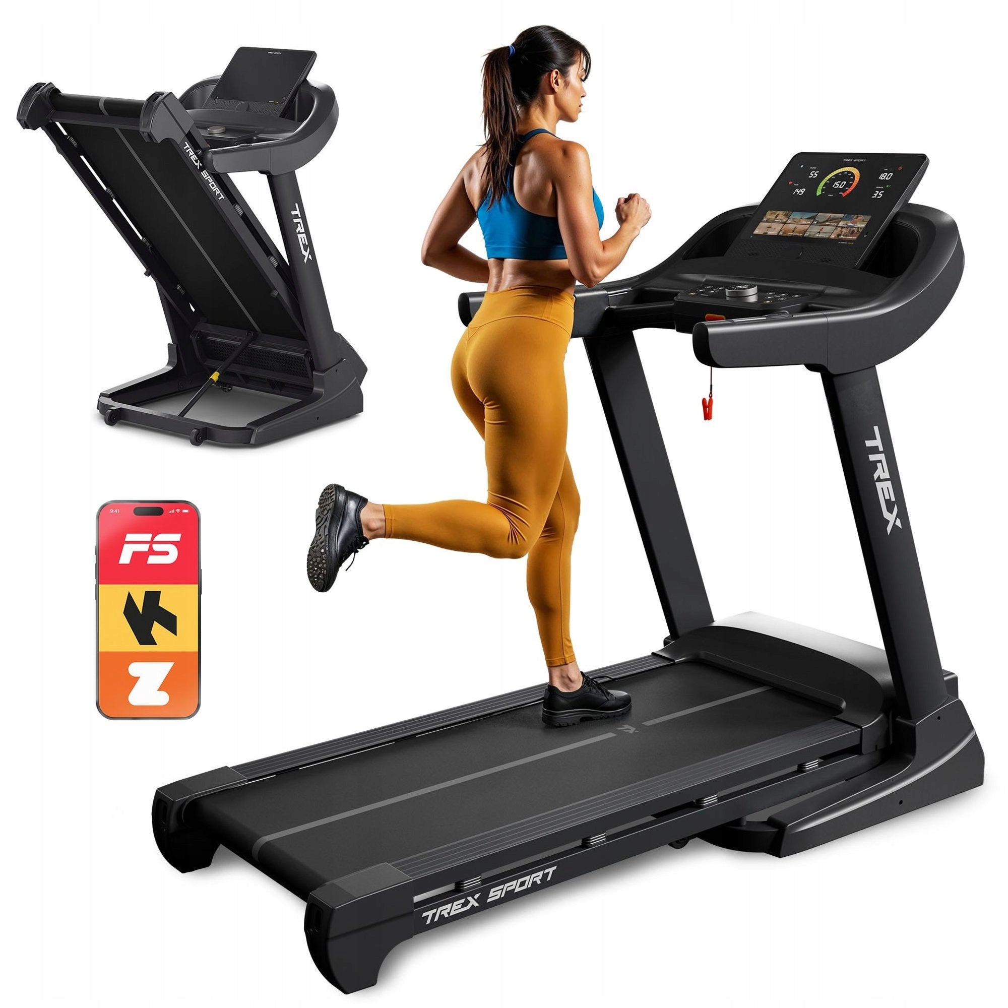 Home Electric Treadmill Adjustable Folding Angle 20 KM/H ROOK TREX SPORT