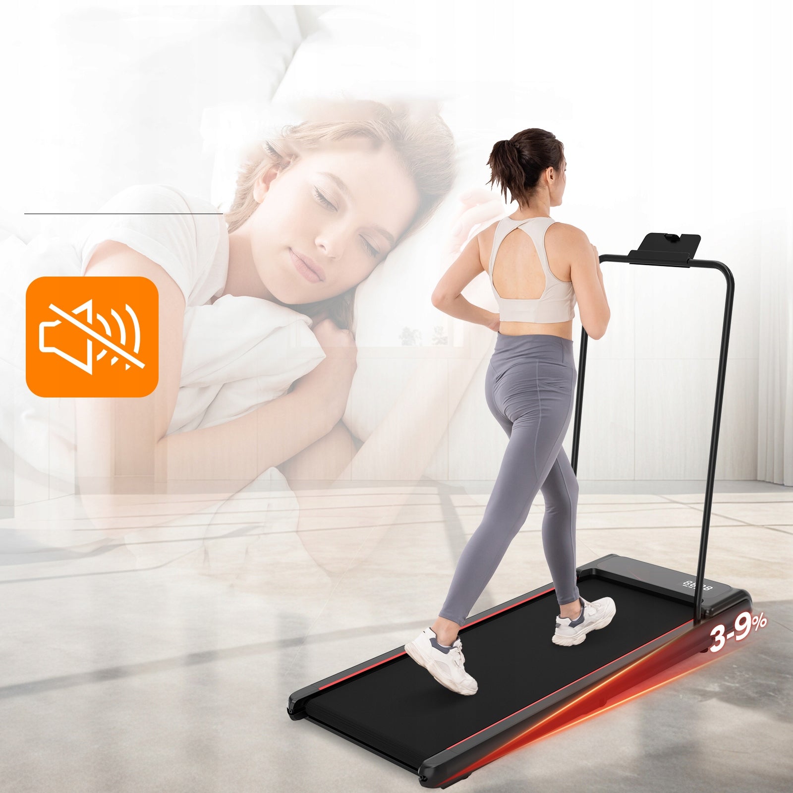Home Electric Treadmill Fat Reduction Exercise 6KM/H 100KG 3Inclines handy Maximum user weight 100 kg