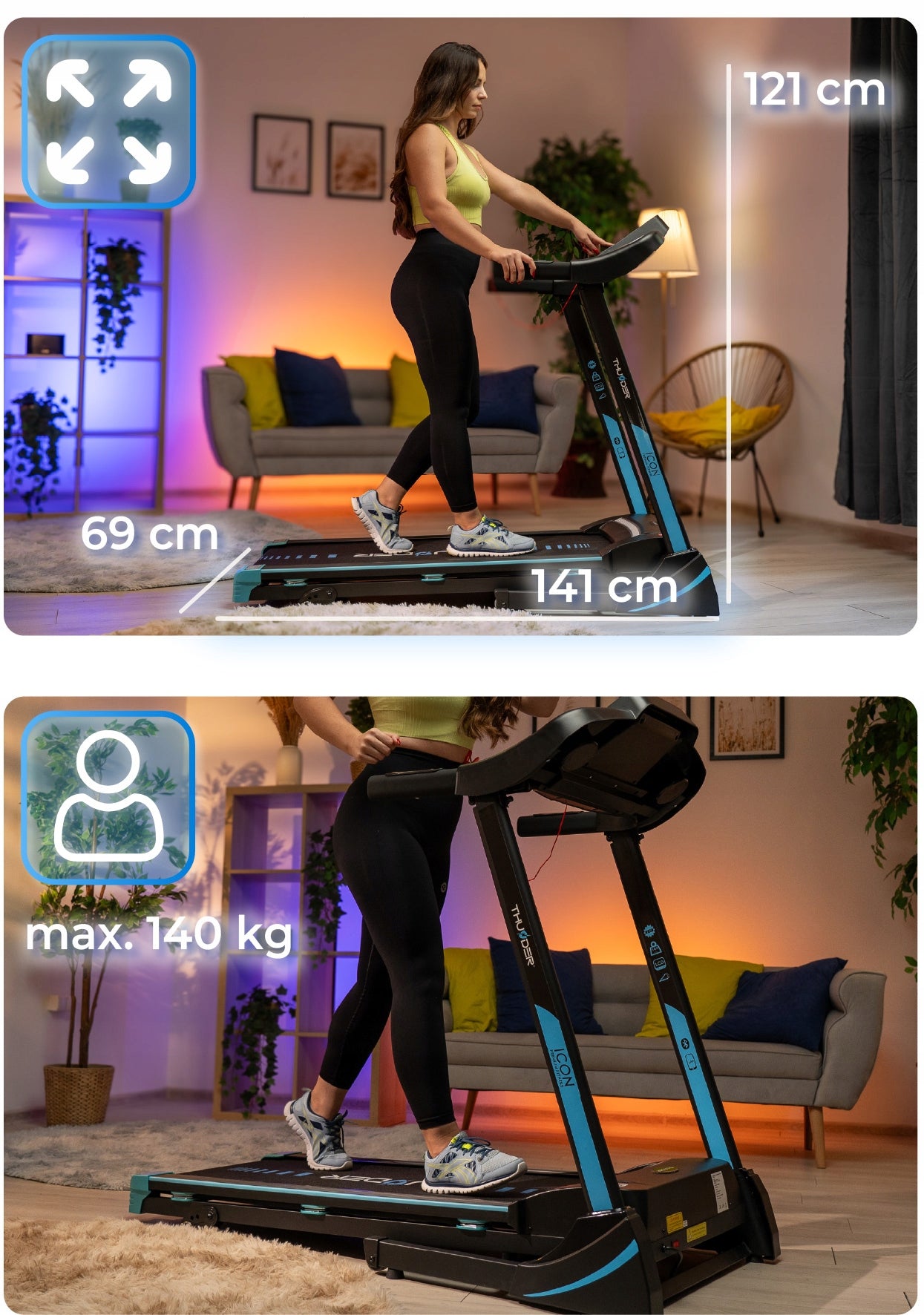 Home Electric Treadmill Folding Belt Slope + Shock Absorption THUNDER Packaging status original