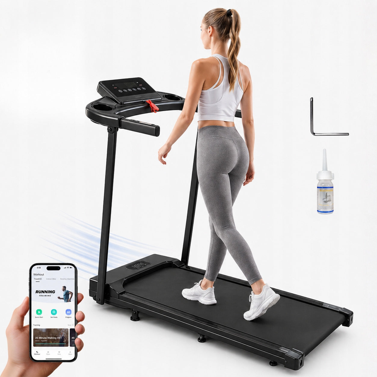 Home Electric Treadmill Folding Under Bed 1-12km/h BT Heart Rate FitShow