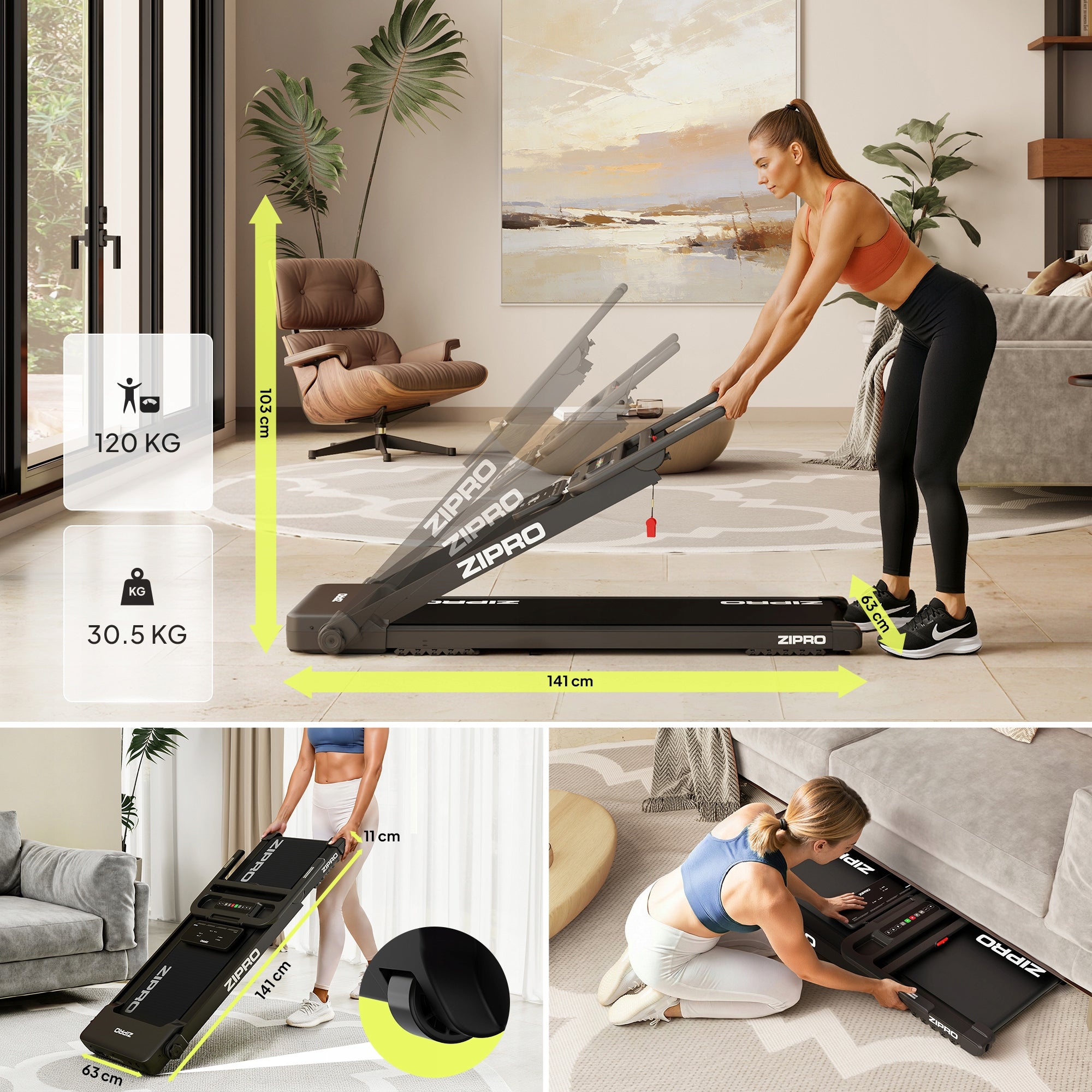 Home Electric Treadmill Folding Under Bed 1-12km/h Zipro Form Maximum user weight 120 kg
