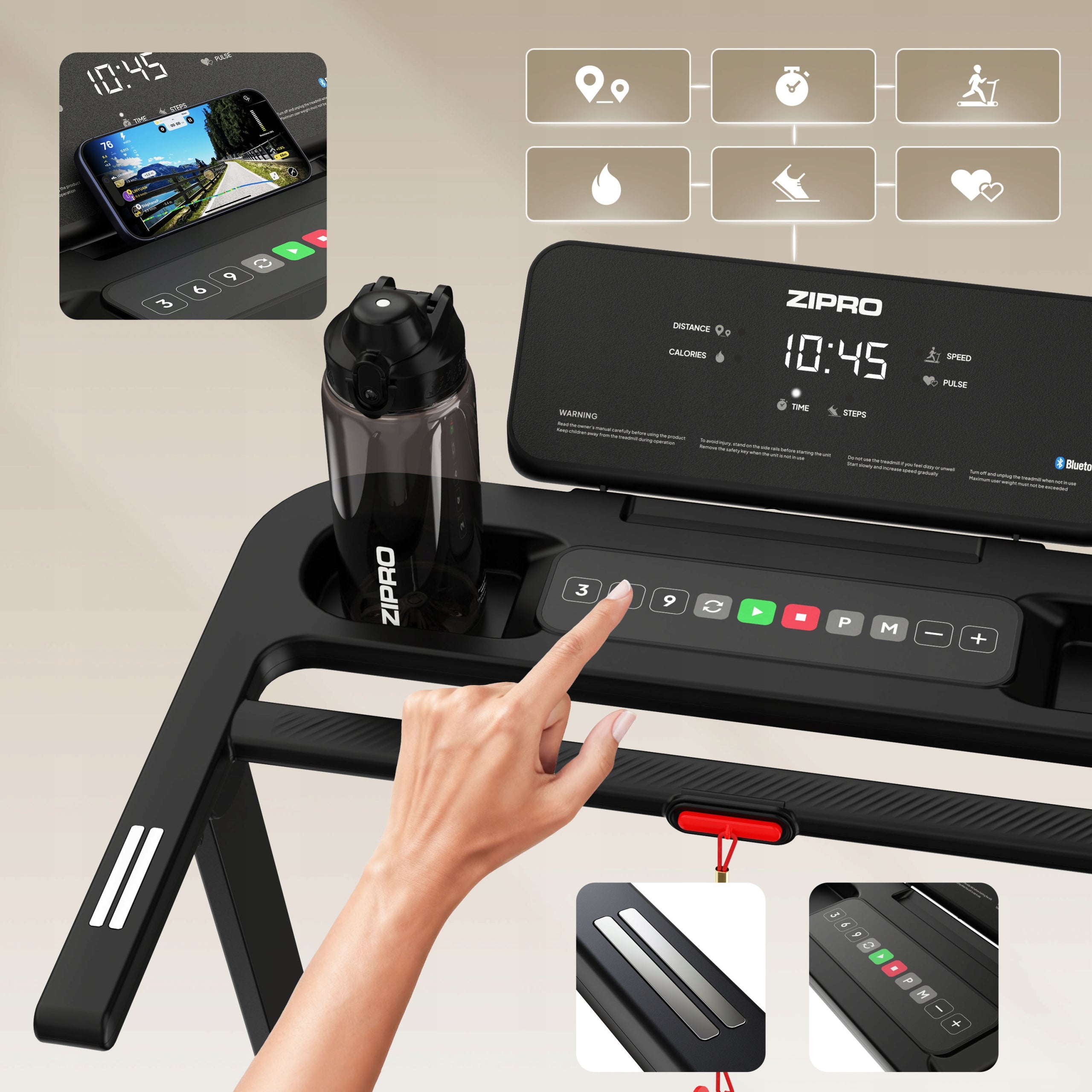 Home Electric Treadmill Folding Under Bed 1-12km/h Zipro Forma Lite Kind electric