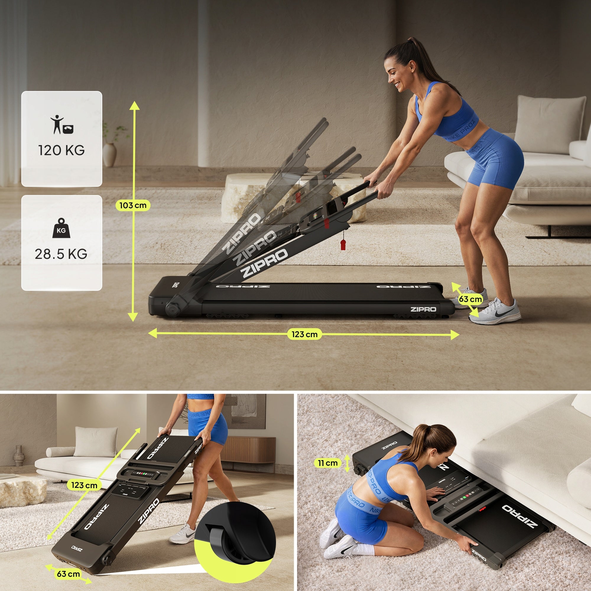 Home Electric Treadmill Folding Under Bed 1-12km/h Zipro Forma Lite Maximum user weight 120 kg