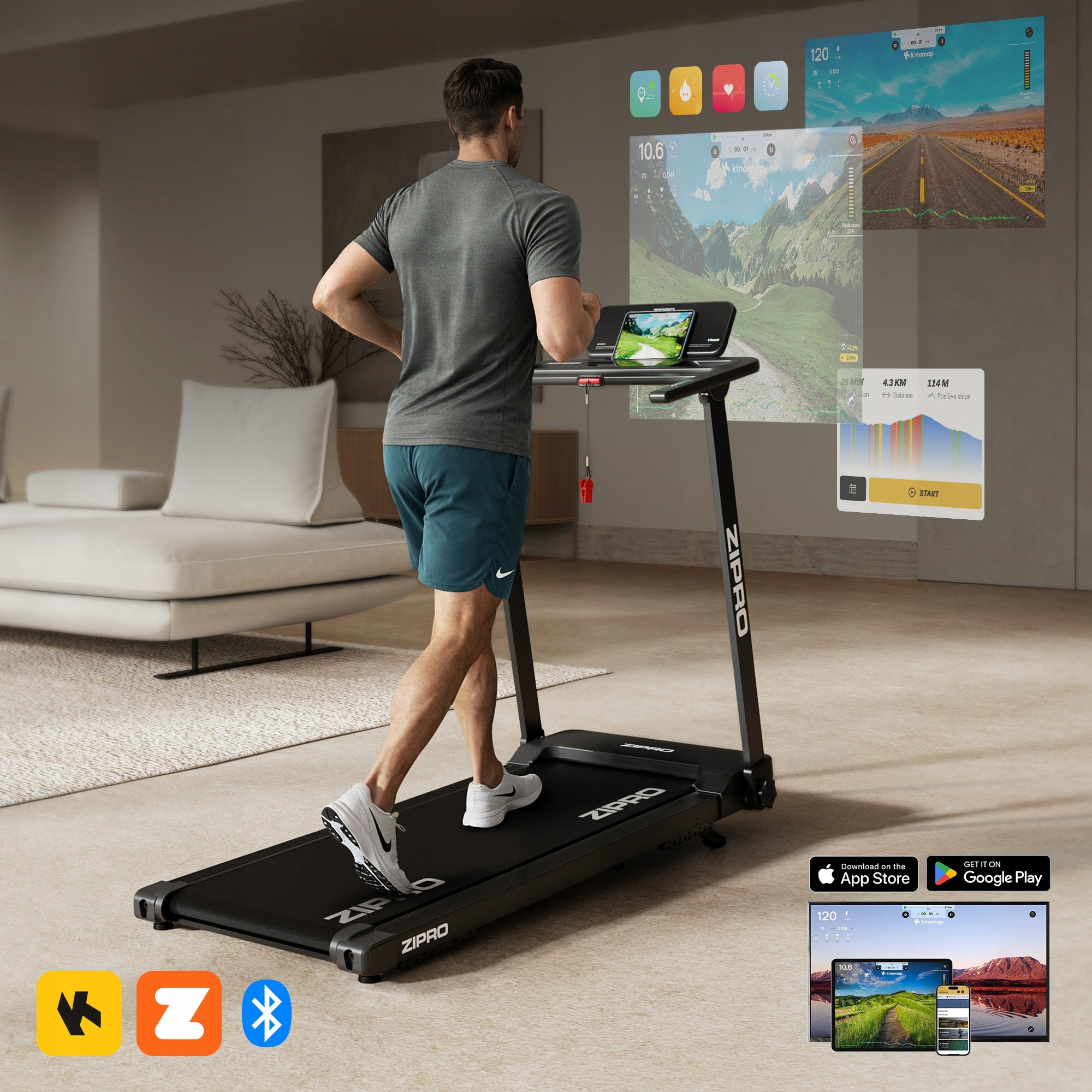 Home Electric Treadmill Folding Under Bed 1-12km/h Zipro Forma Lite Model Forma Lite