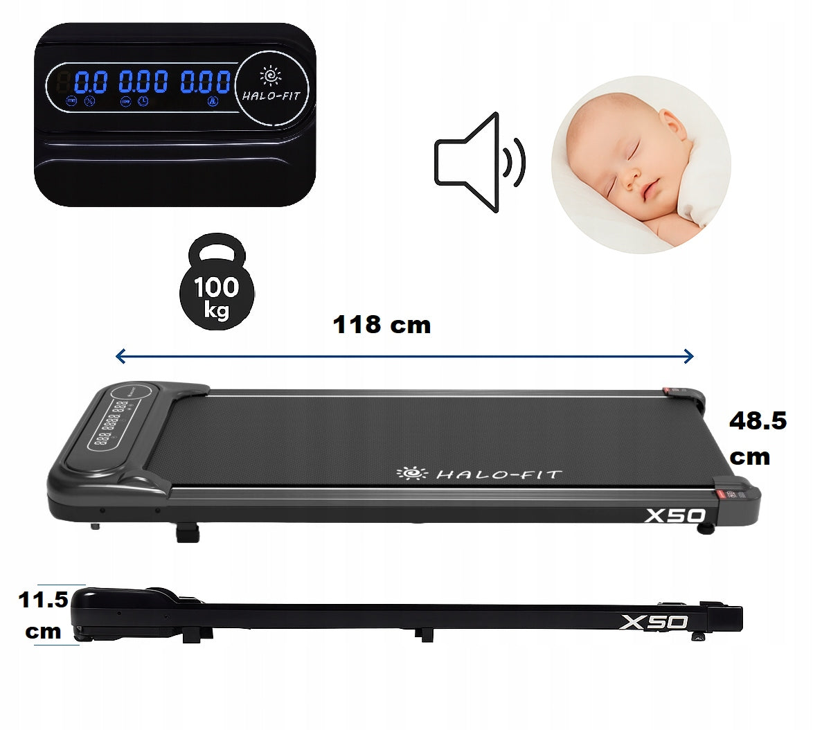 Home Electric Treadmill Under Bed 1-6km/h FitShow X50 Halo-Fit App Model other