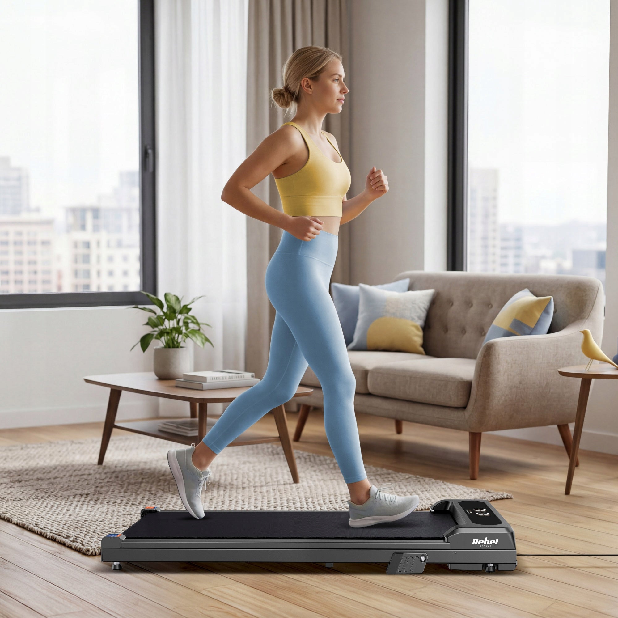 Home Electric Treadmill for Training Lightweight Remote Control LED Display Rebel Unfolded product width 47 cm