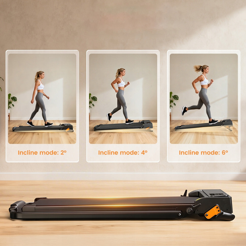 Home Electric Treadmill with app 12km/h LARGE DISPLAY QUIET 120kg to 6° Power 12 HP