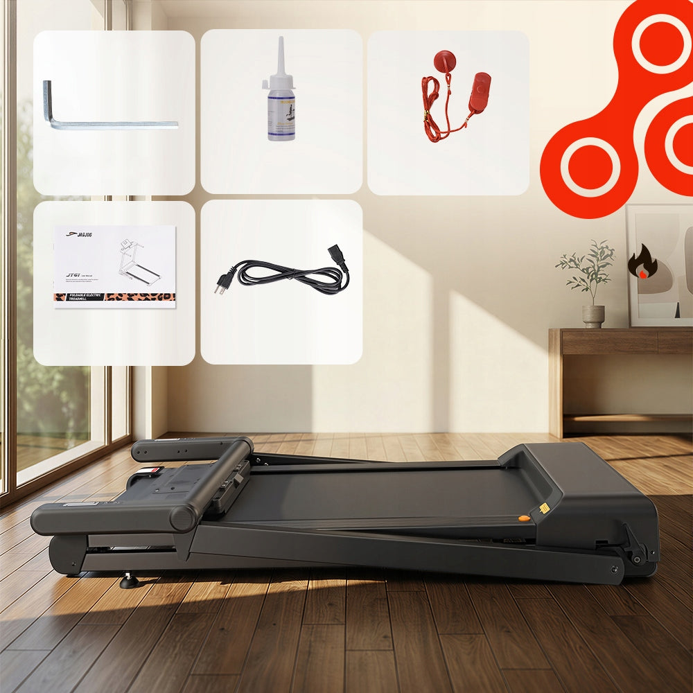 Home Electric Treadmill with app 16km/h LARGE DISPLAY QUIET 150kg 1-18% Unfolded product height 114 cm