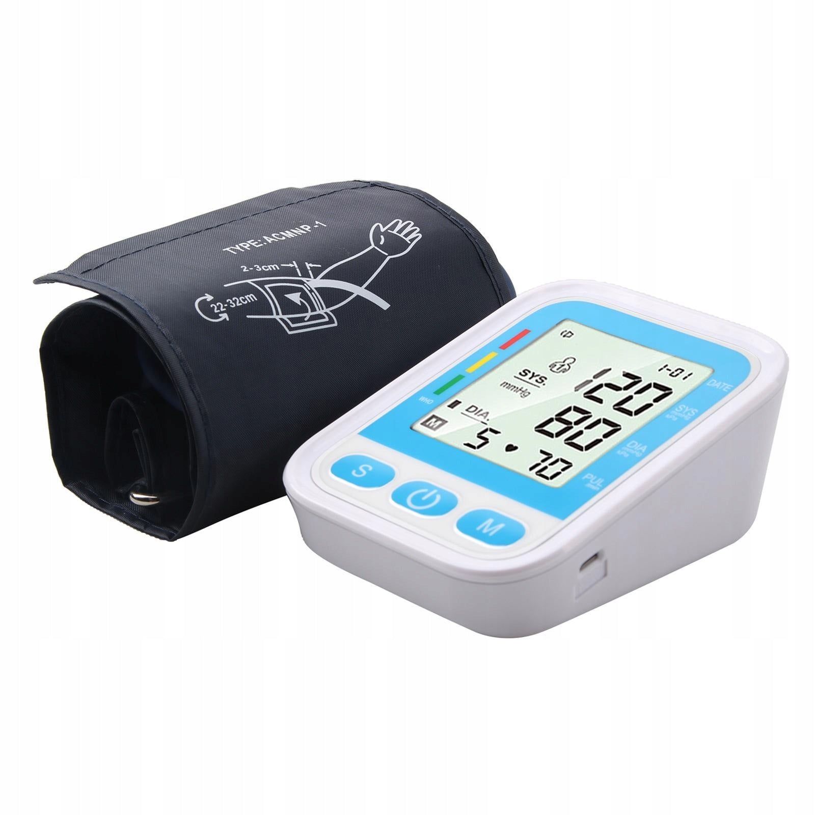 Home Electronic Upper Arm Blood Pressure Monitor Large Screen blue no voice