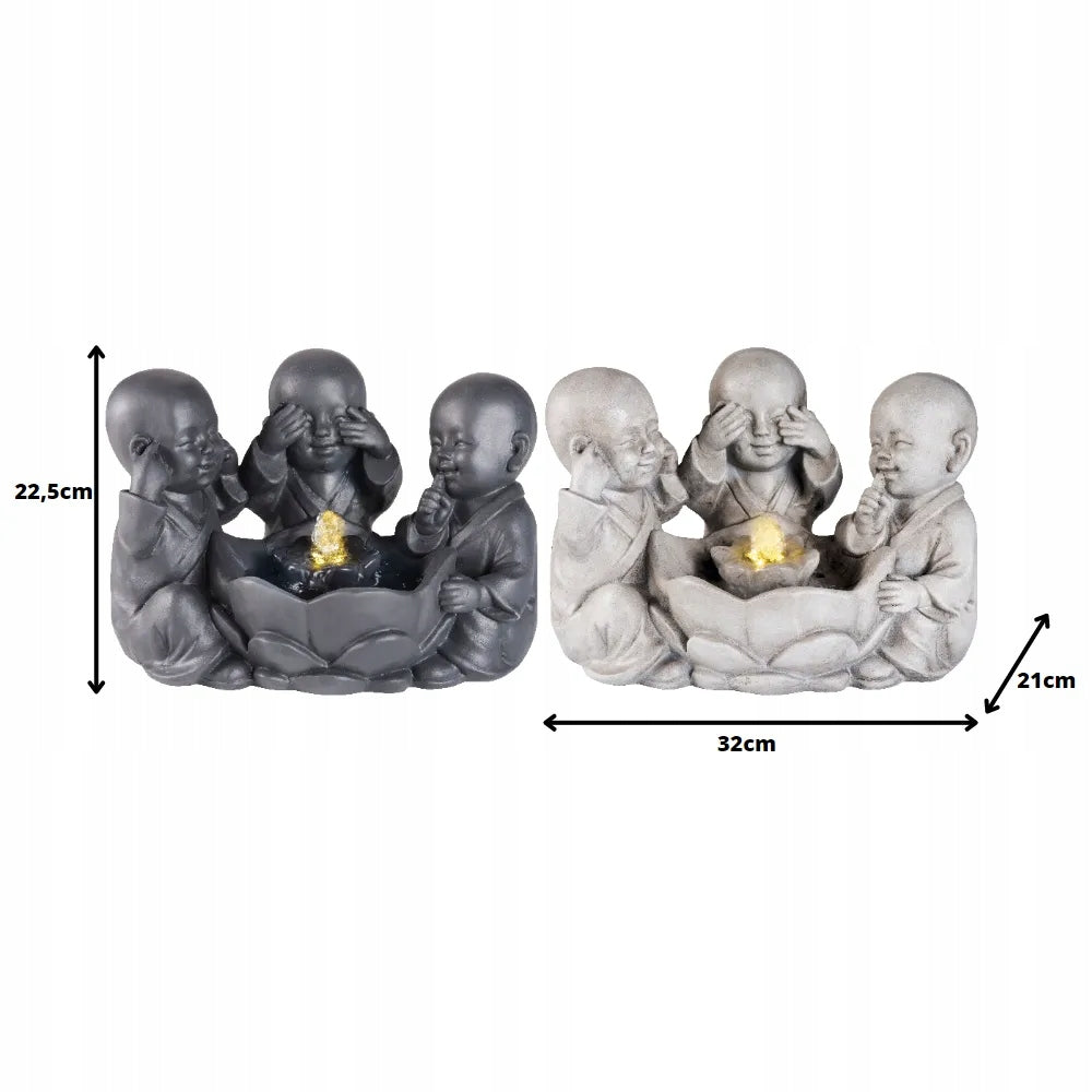 Home Fountain Led Buddha 3pcs 32cm Room Small Manufacturer Kaemingk