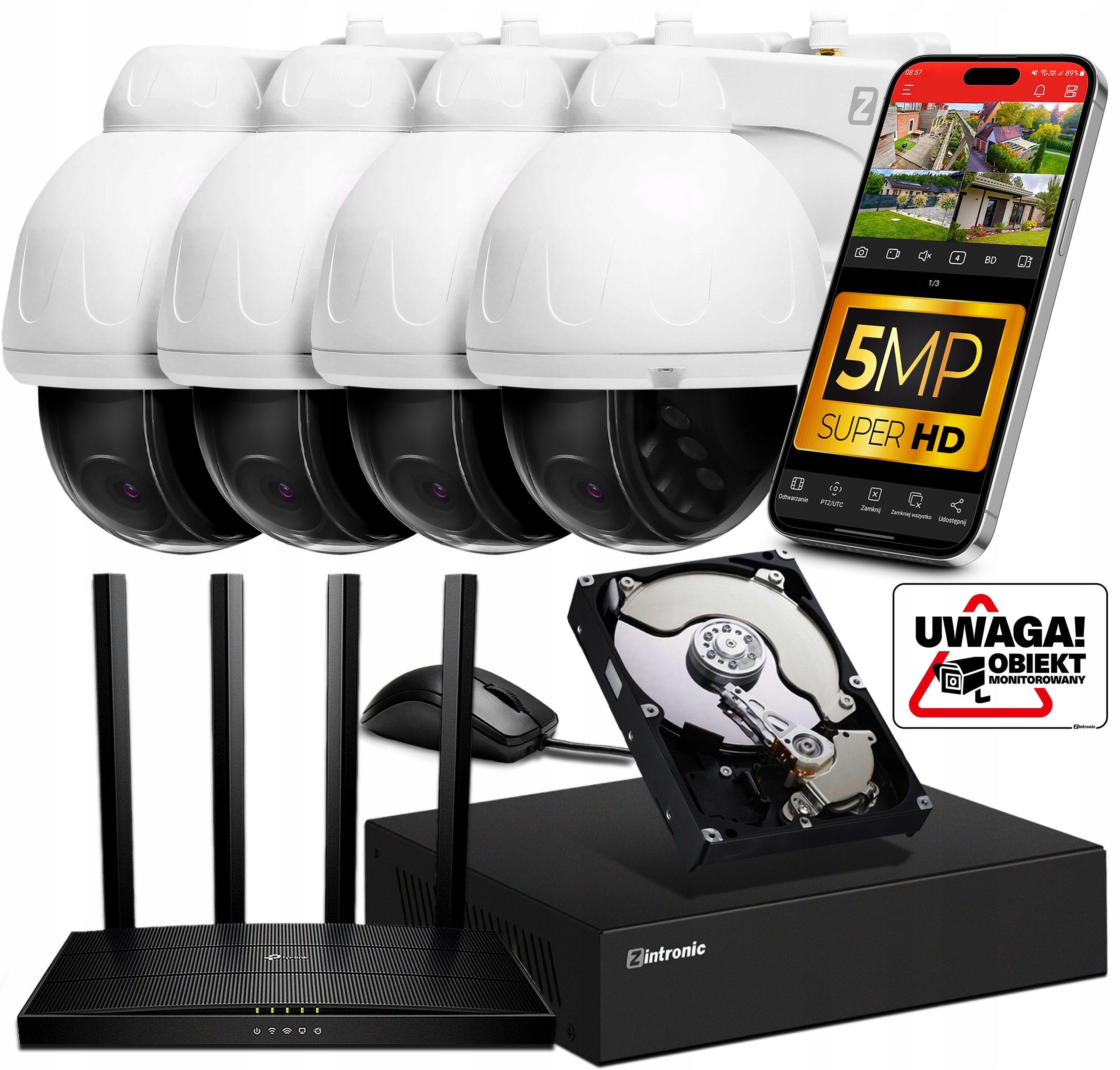 Home Monitoring Kit WiFi 4 CAMERAS Rotary 5MPx AUDIO PEOPLE DETECTION