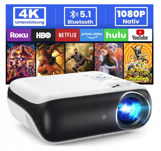 Home Theater Projector Hopvision H1 4K FHD 9500LM LED Bluetooth Remote Control HDMI