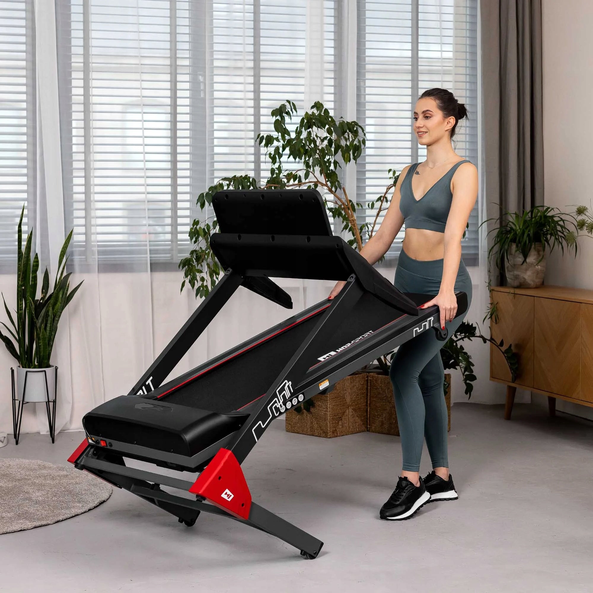Home Treadmill Electric Folding Automatic Slope Belt Adjustment Additional features Bluetooth speakers keyboard shortcuts safety key transport wheels place for water bottle place for mobile phone/tablet foldable telemetry belt training programs tilt angle adjustment touch sensors headphone jack USB port mobile device compatibility display