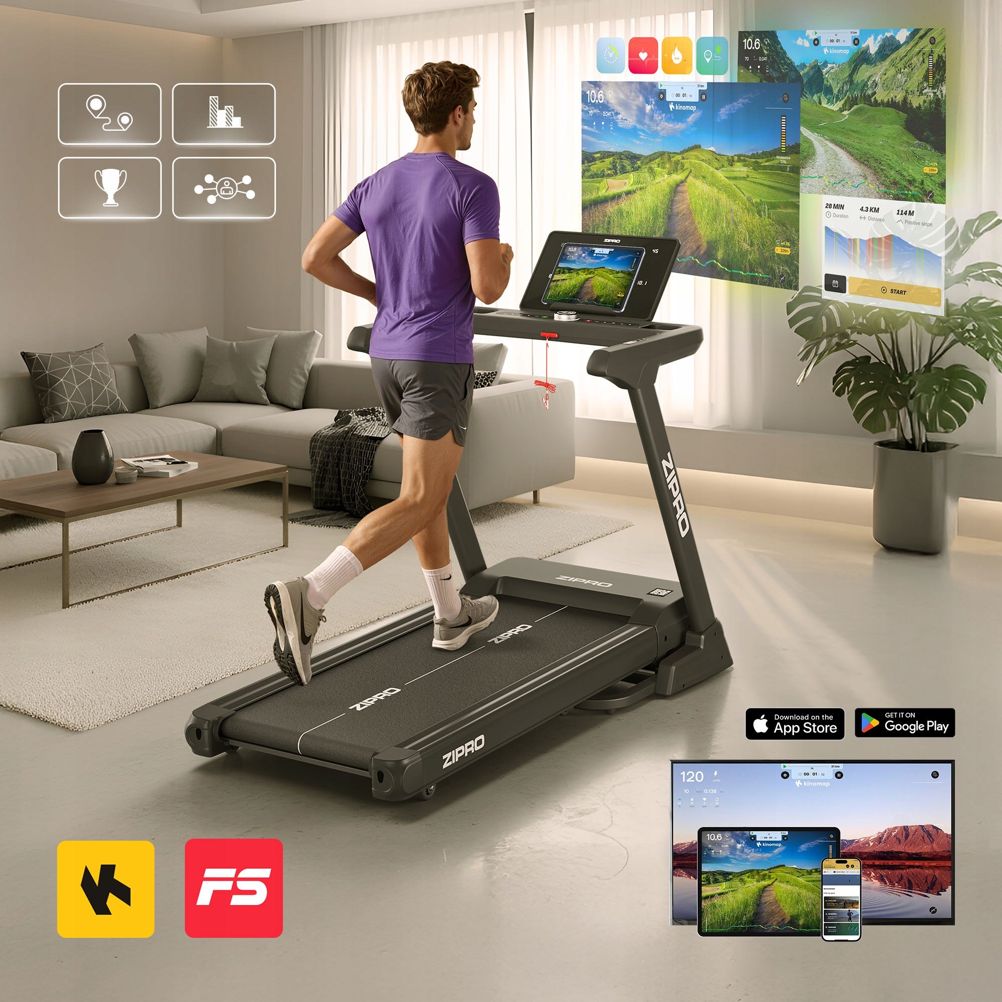 Home Treadmill Electric Folding Belt Slope Shock Absorption Sigma Zipro Kind electric