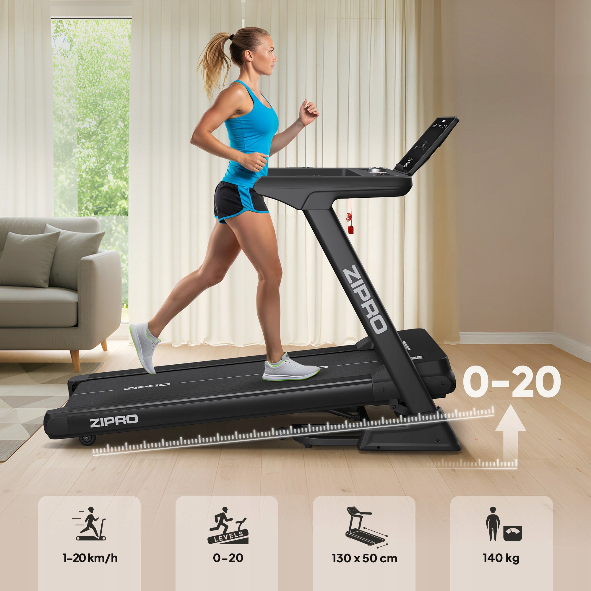 Home Treadmill Electric Folding Belt Slope Shock Absorption Sigma Zipro Packaging status original