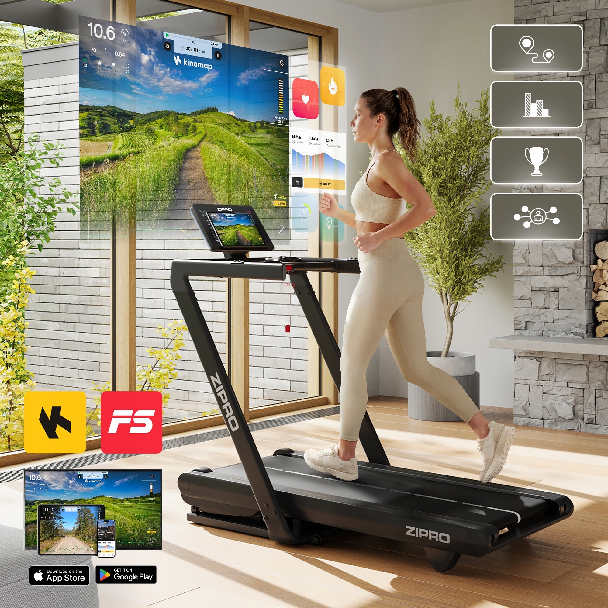 Home Treadmill Electric Folding Belt Slope Shock Absorption - Zipro Model Iluzion V2